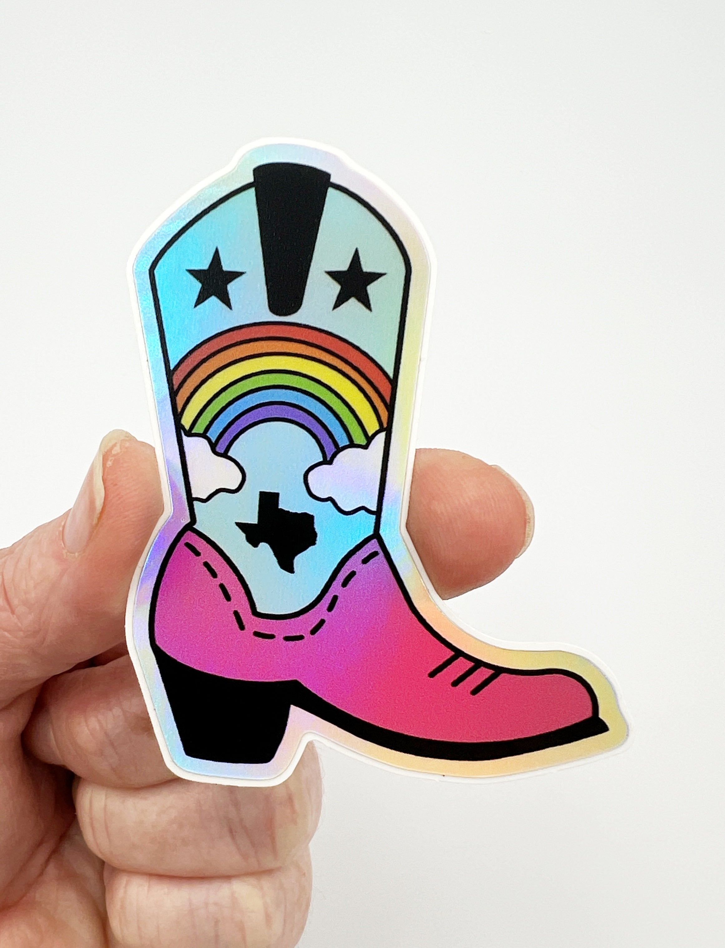 Holographic Rainbow Boot Stickers by Katie Cowden