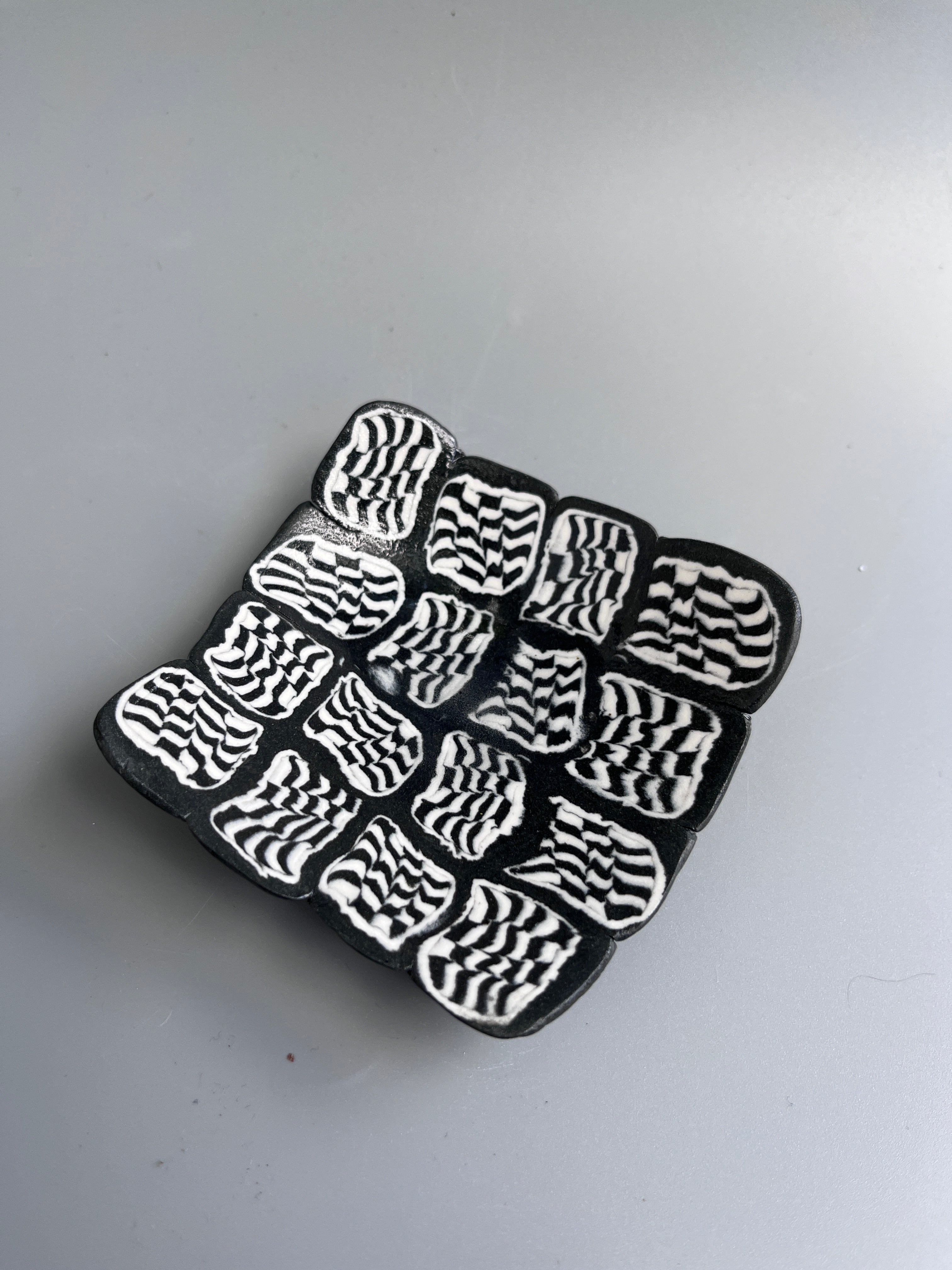 Black and White Nerikomi Dish #2 by Katy Bradshaw David