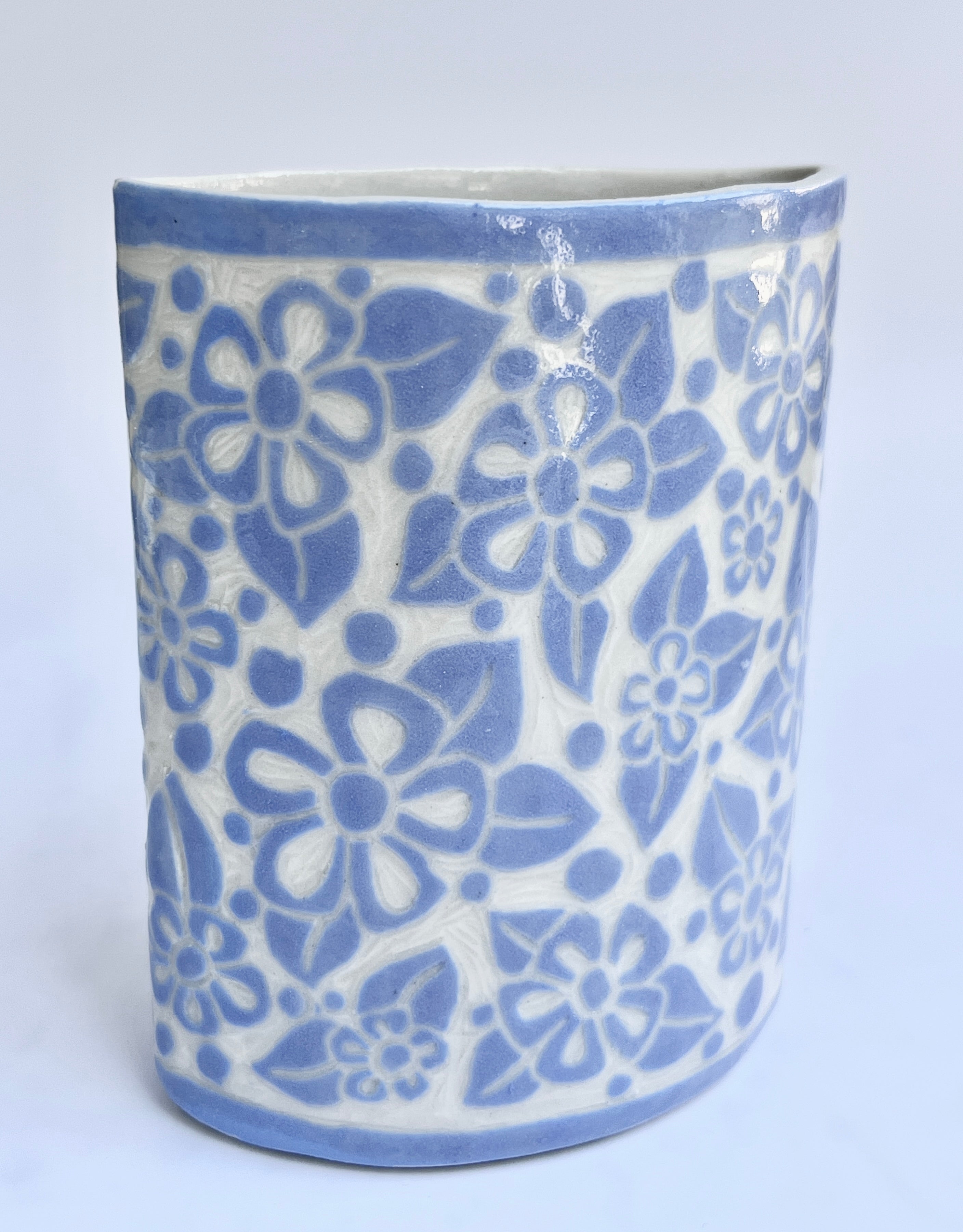 Blue Floral Pen Holder by Katy Bradshaw David