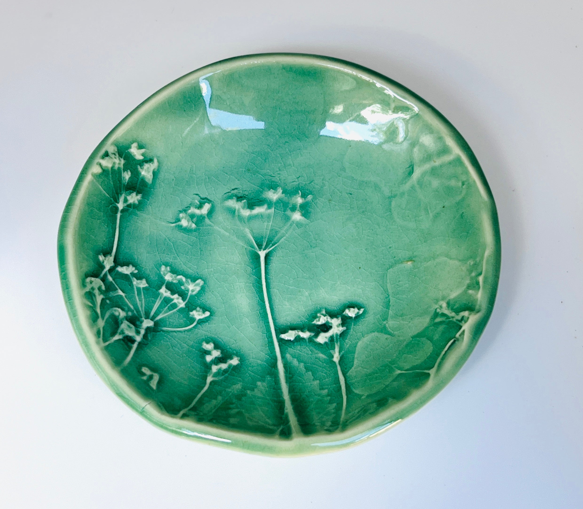 Small Sage Green Botanical Dish #2 by Katy Bradshaw David