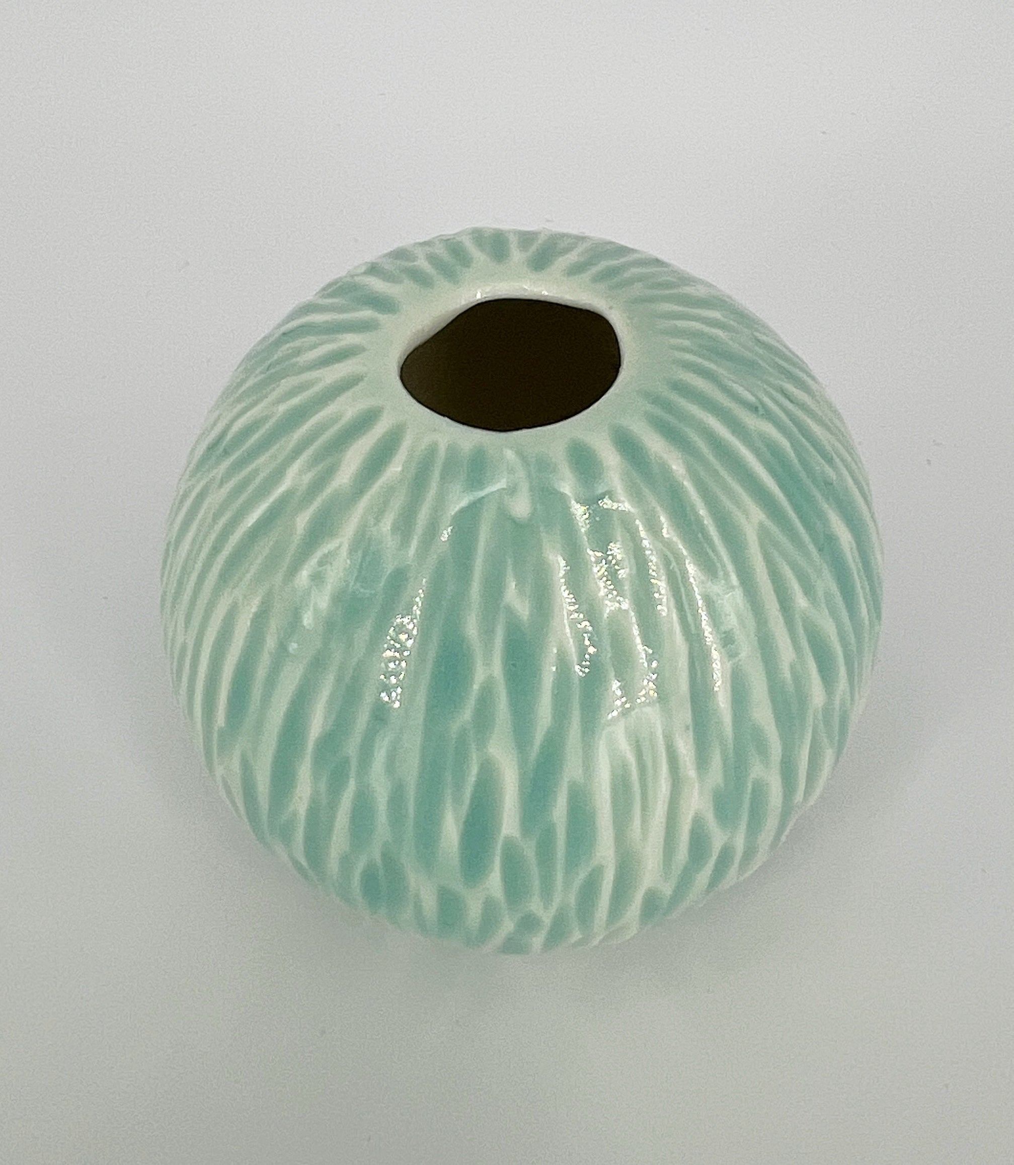 Carved Spherical Bud Vase #1 by Katy Bradshaw David