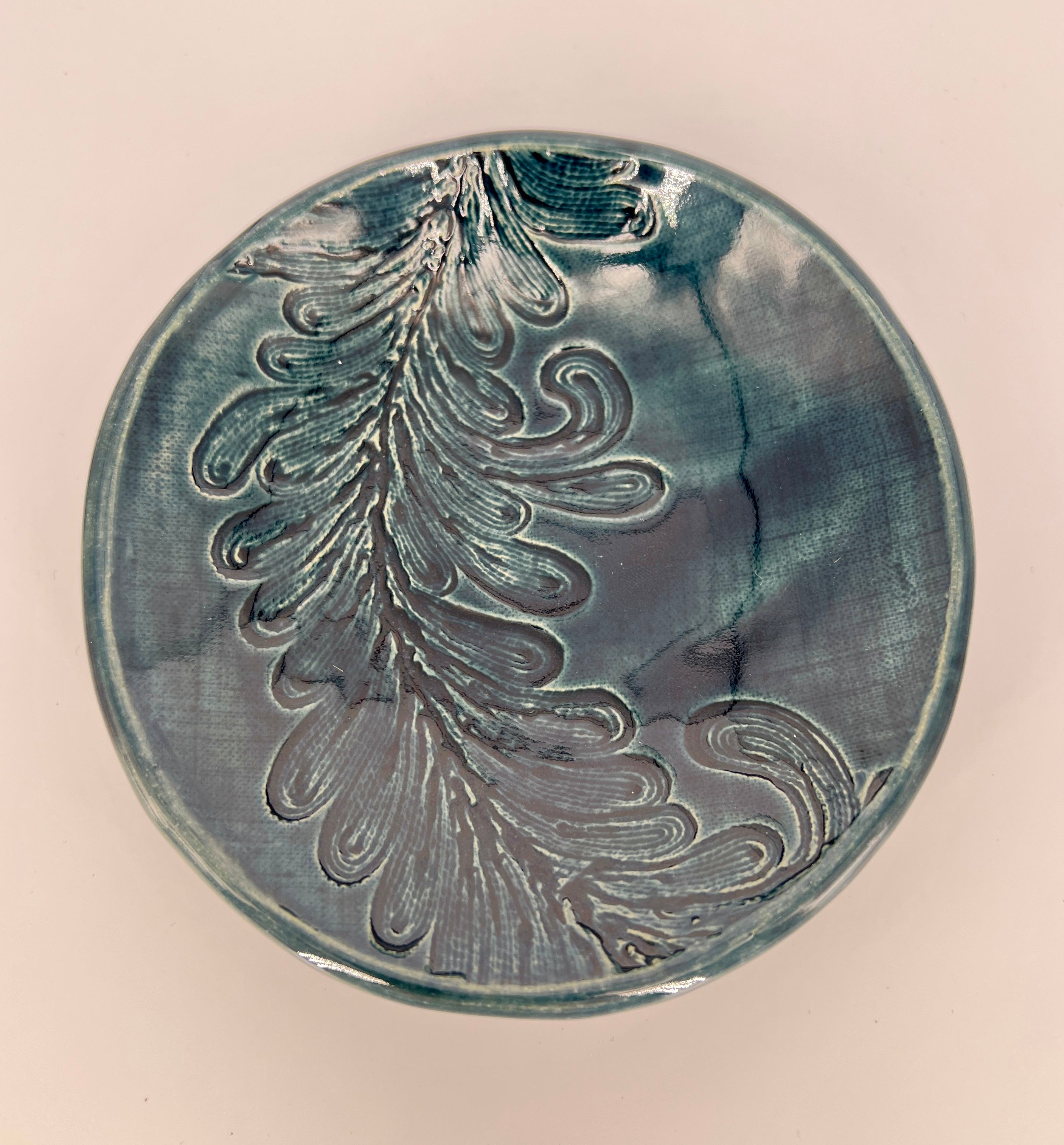 Dark Blue Feather Dish by Katy Bradshaw David