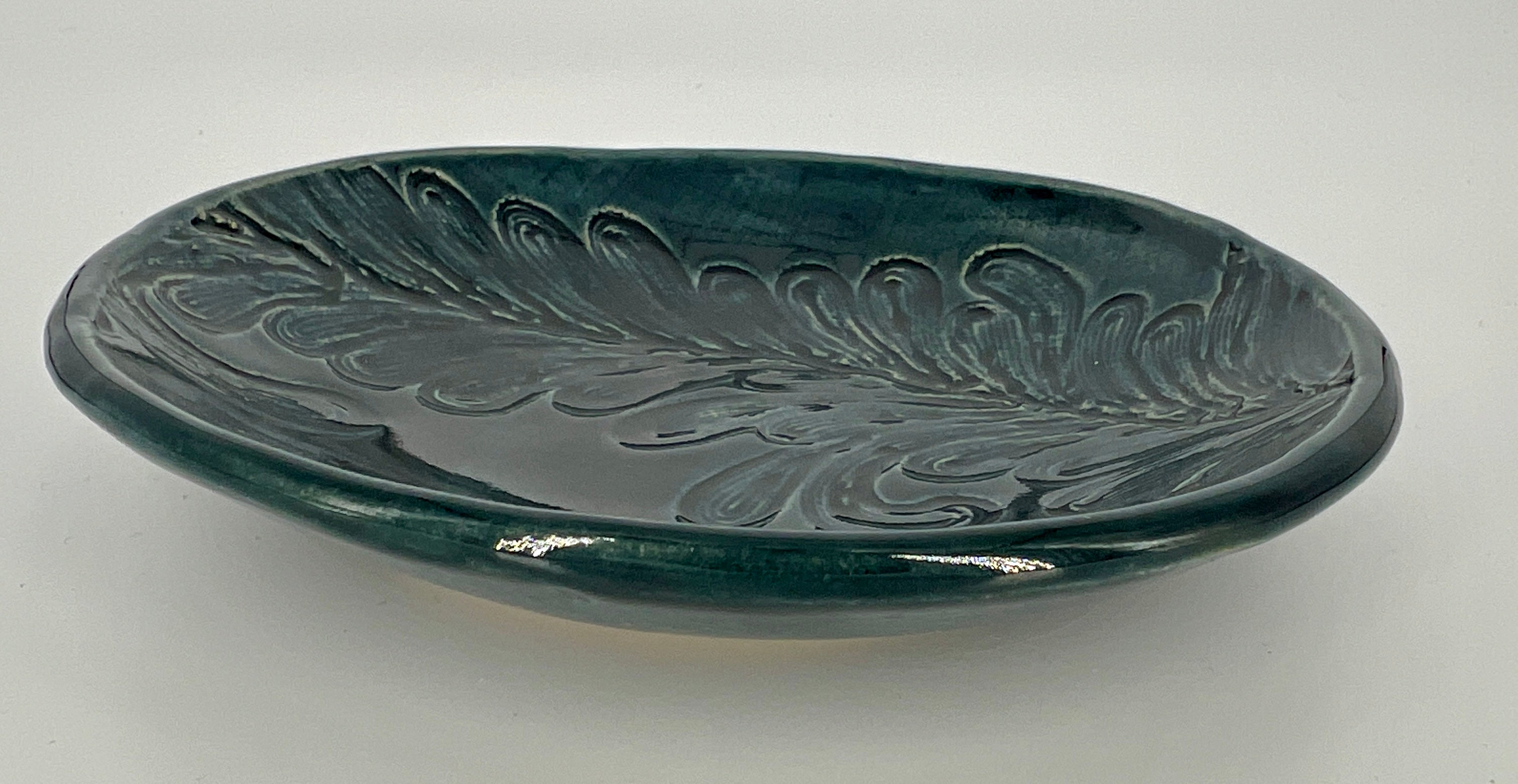 Dark Blue Feather Dish by Katy Bradshaw David