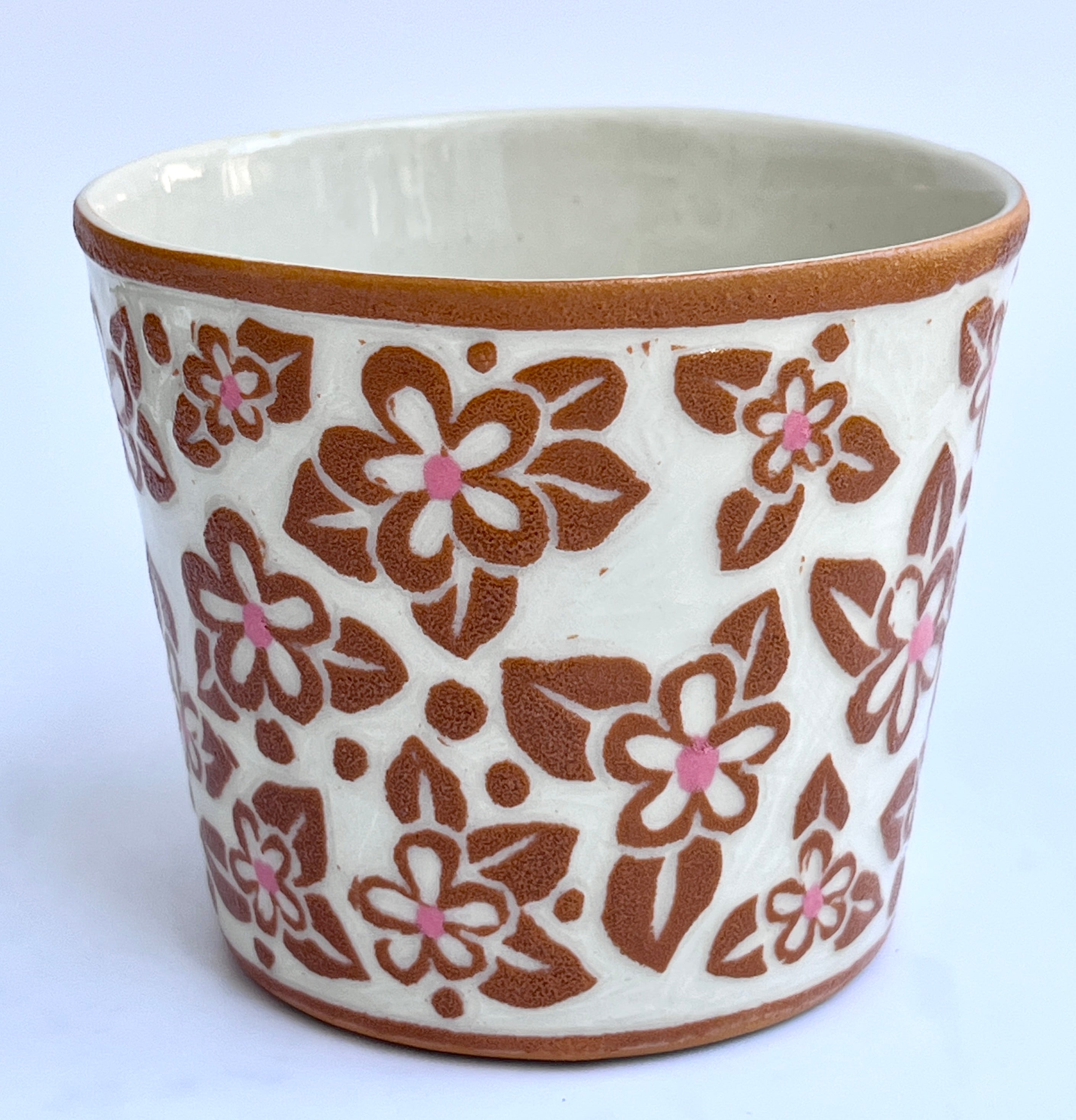 Ochre Floral Cup by Katy Bradshaw David
