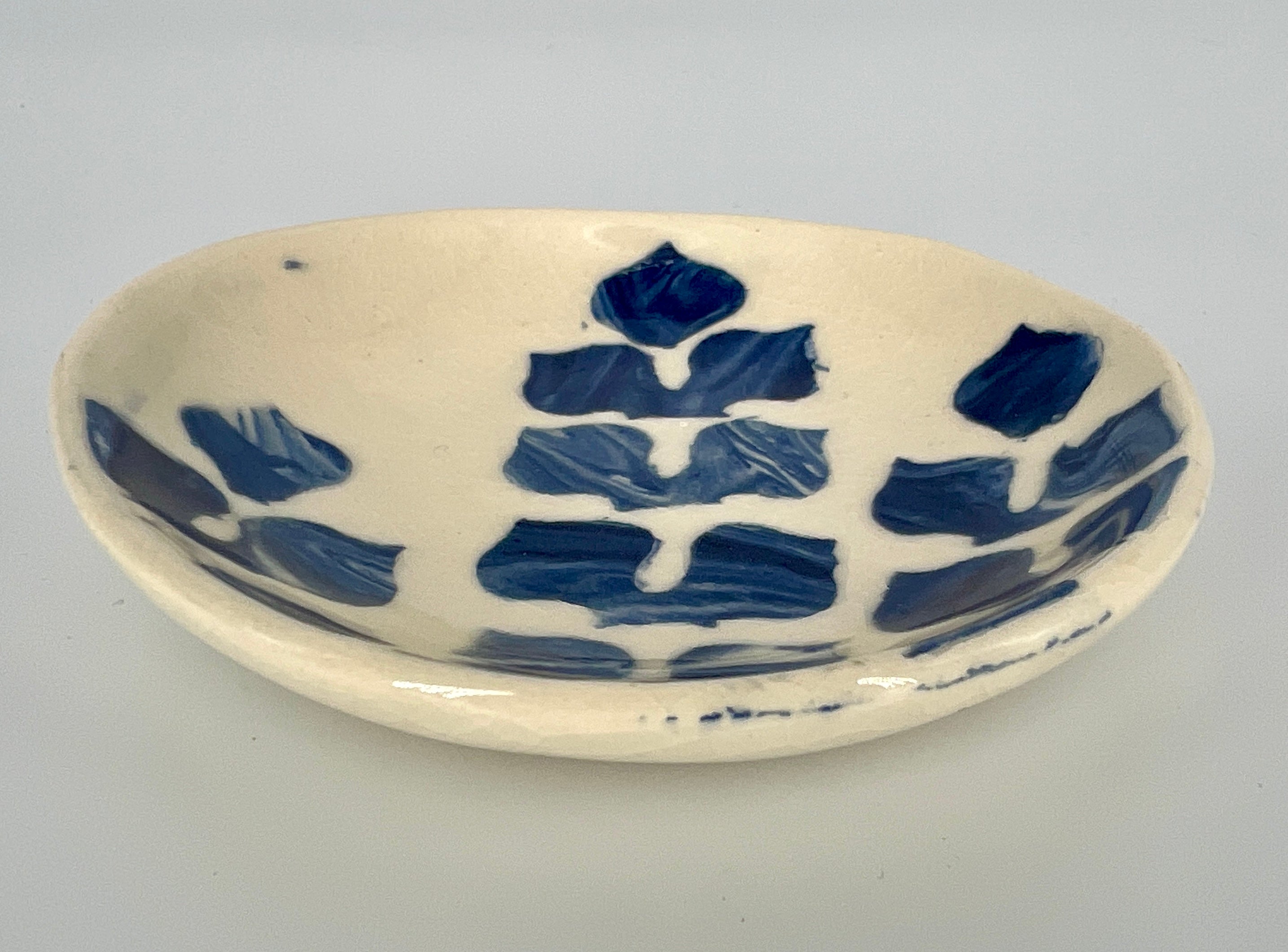 Small Round Bluebonnet Patterned Dish #2 by Katy Bradshaw David