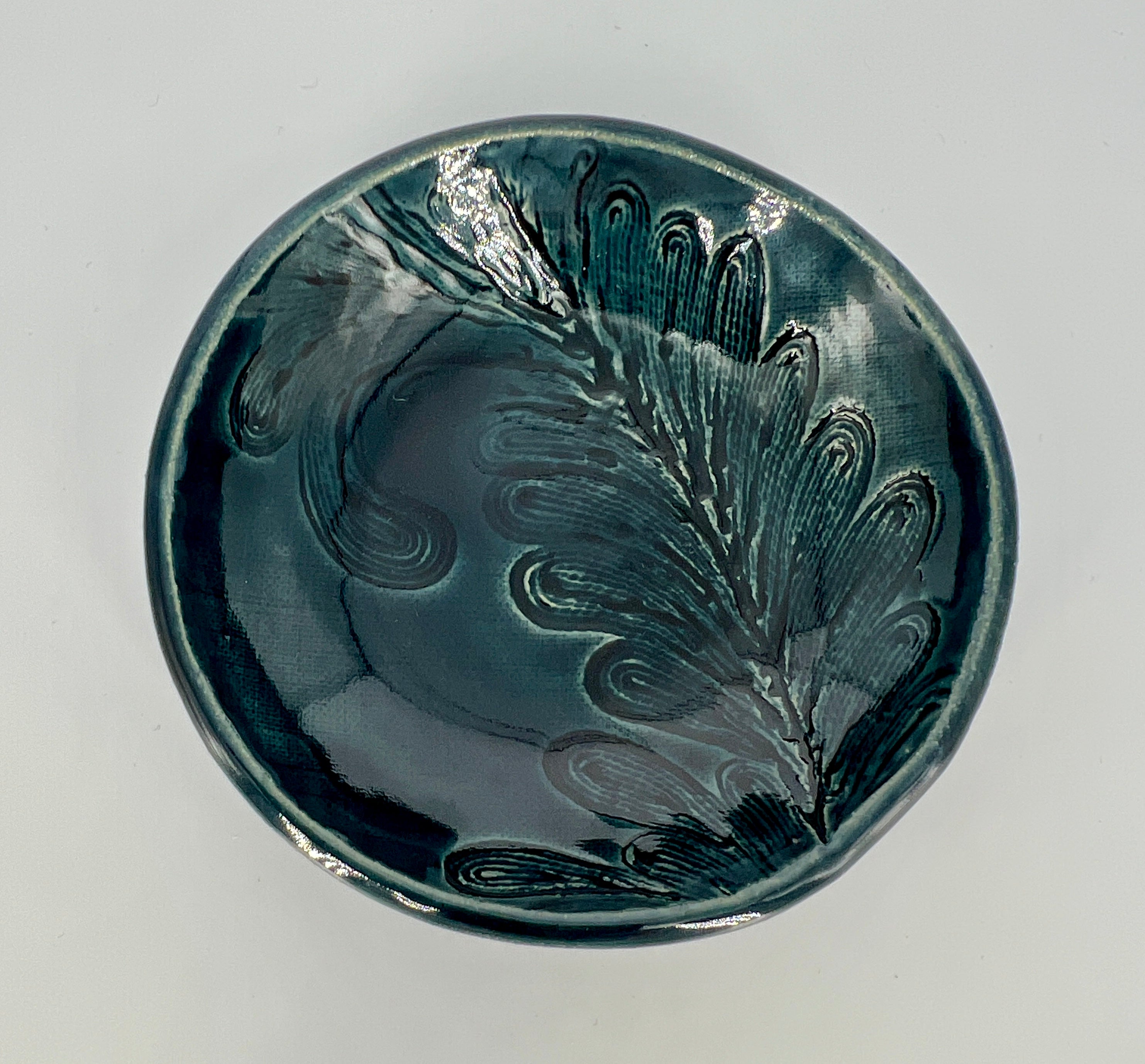 Small Dark Blue Feather Dish by Katy Bradshaw David