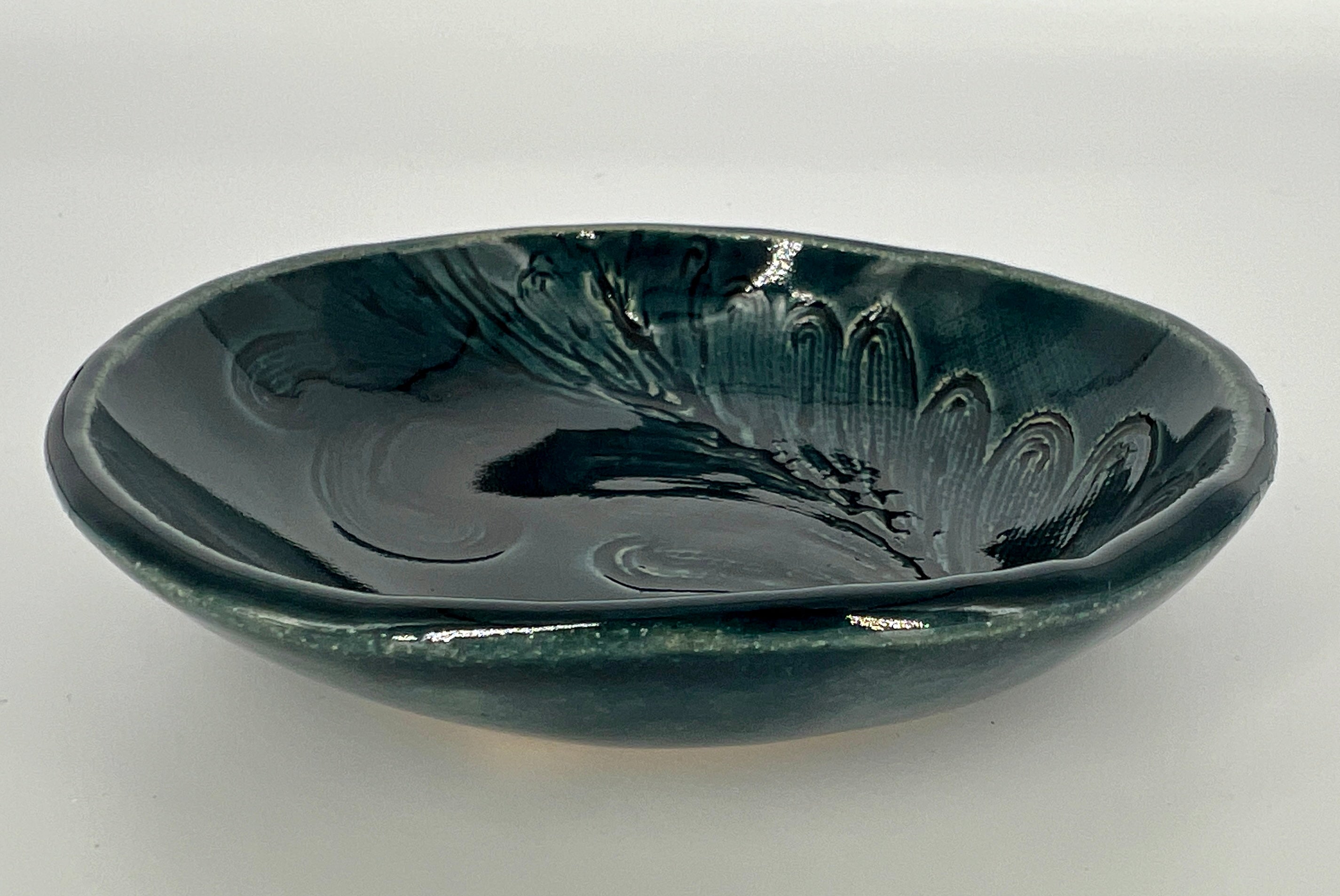 Small Dark Blue Feather Dish by Katy Bradshaw David