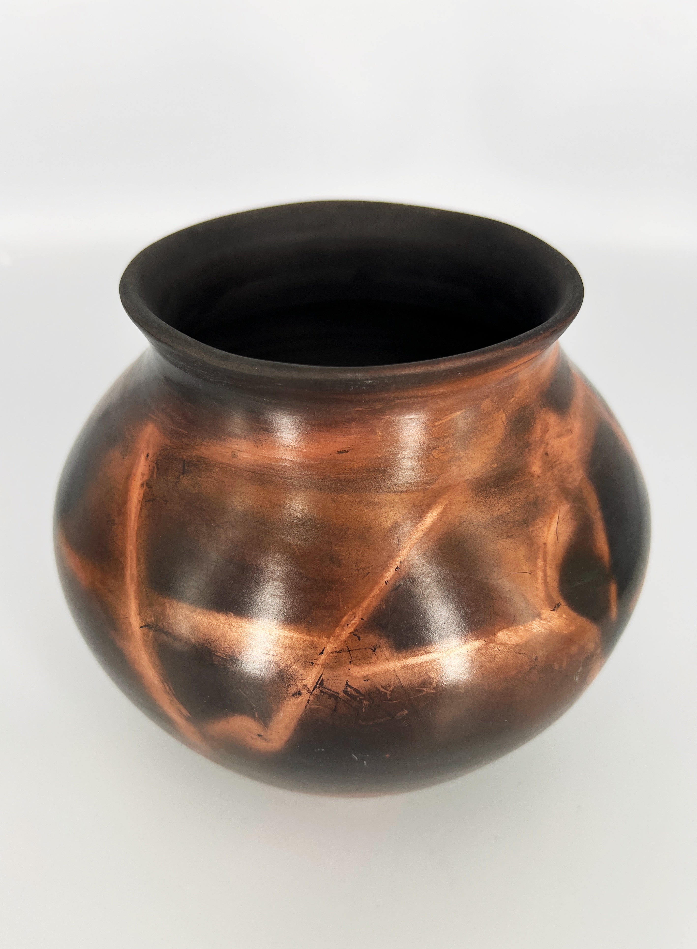 Black and Copper Raku Pot by Mark Kazanoff