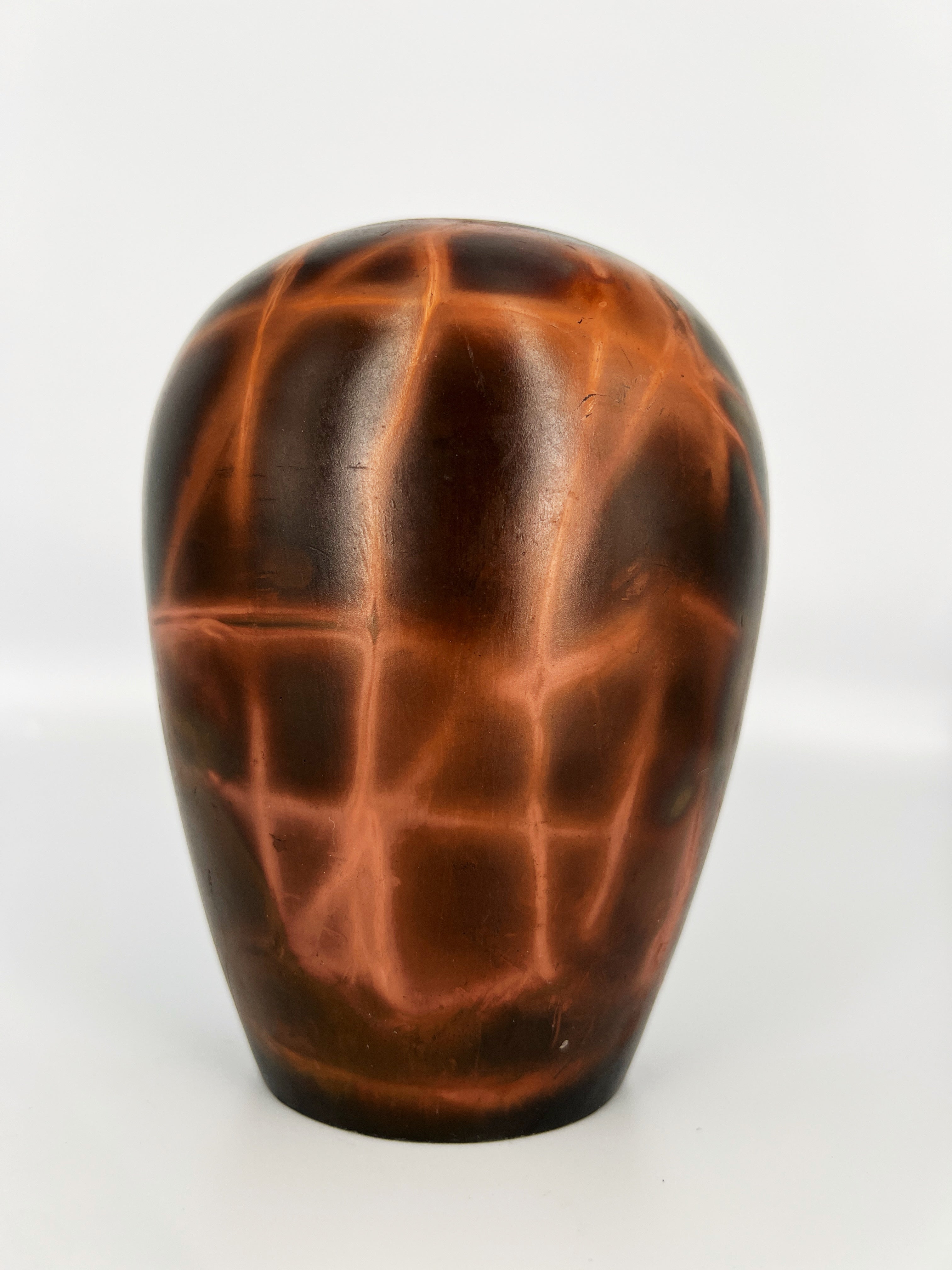 Black and Copper Raku Vase by Mark Kazanoff