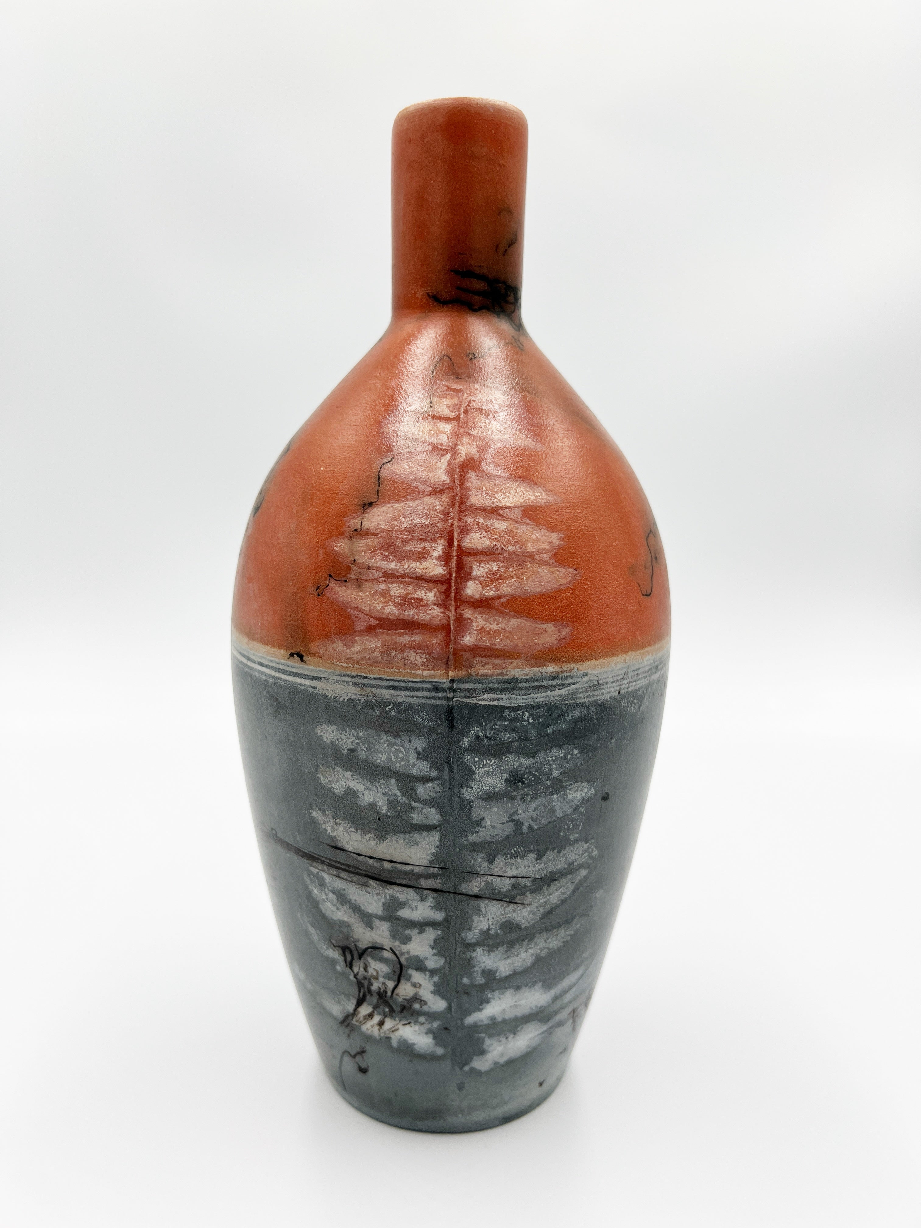 Fern & Horsehair Raku Vase by Mark Kazanoff
