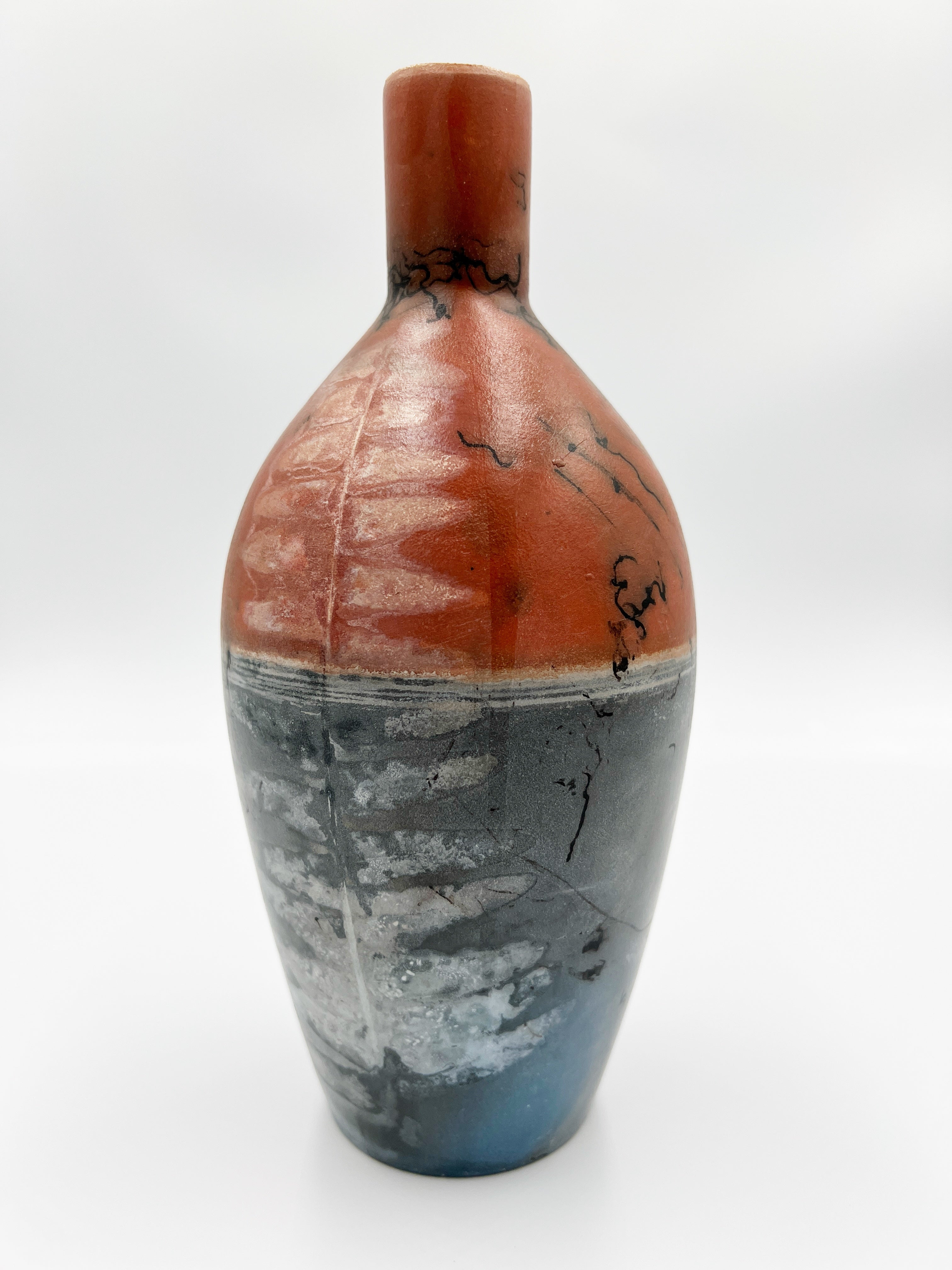 Fern & Horsehair Raku Vase by Mark Kazanoff