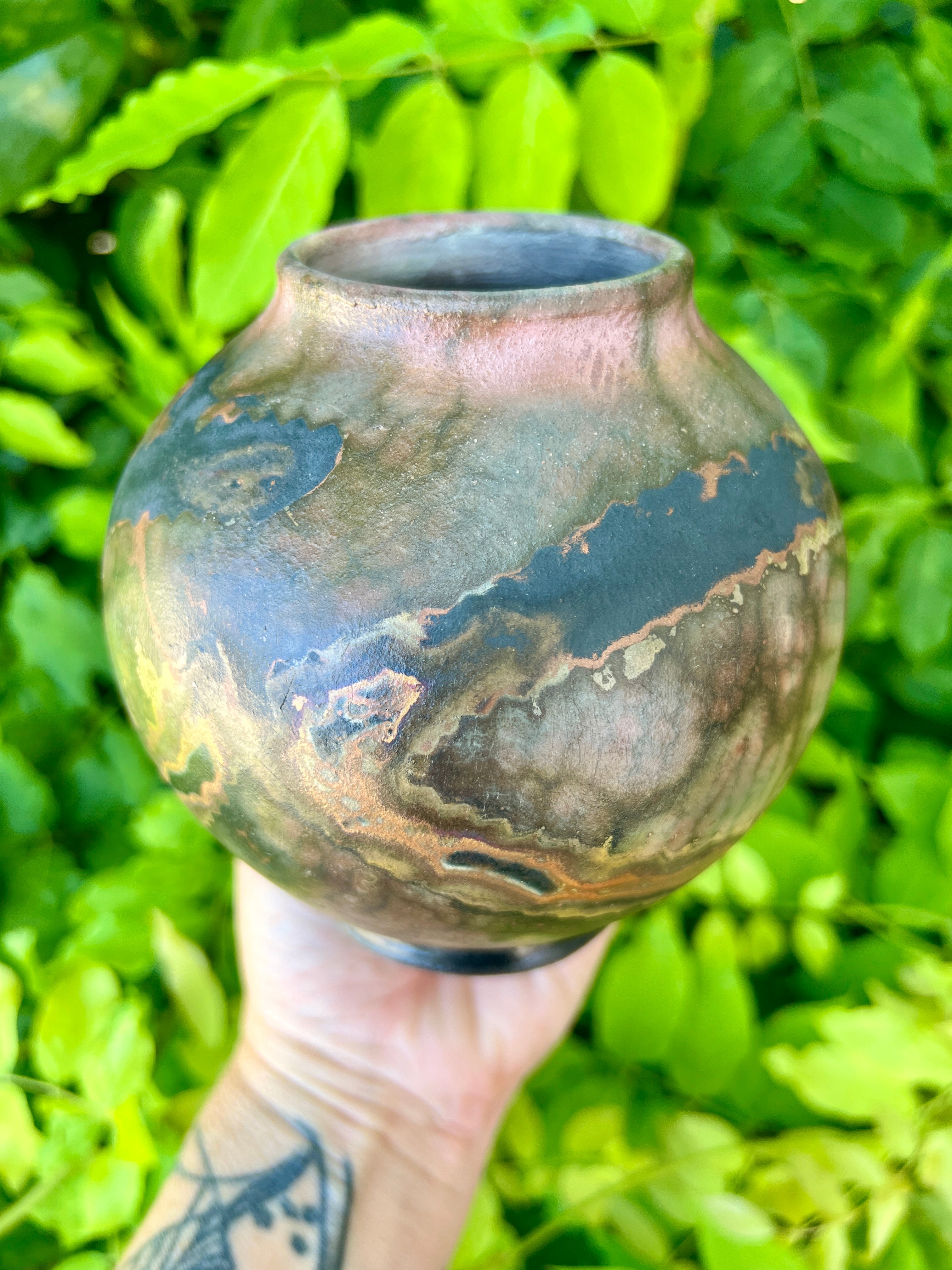 Moody Raku Pot by Mark Kazanoff