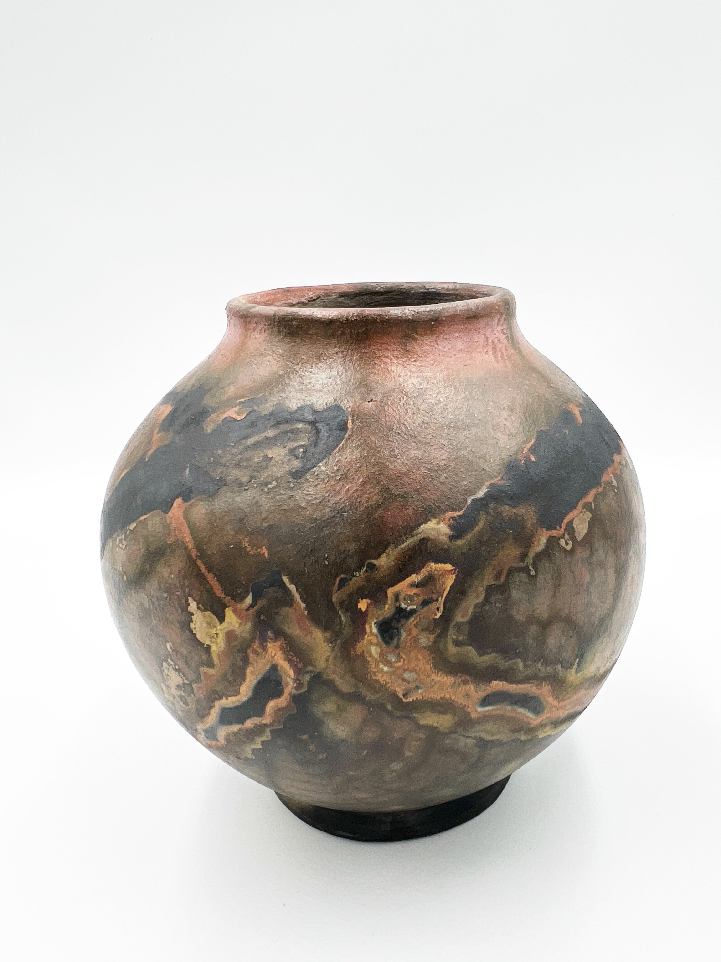 Moody Raku Pot by Mark Kazanoff