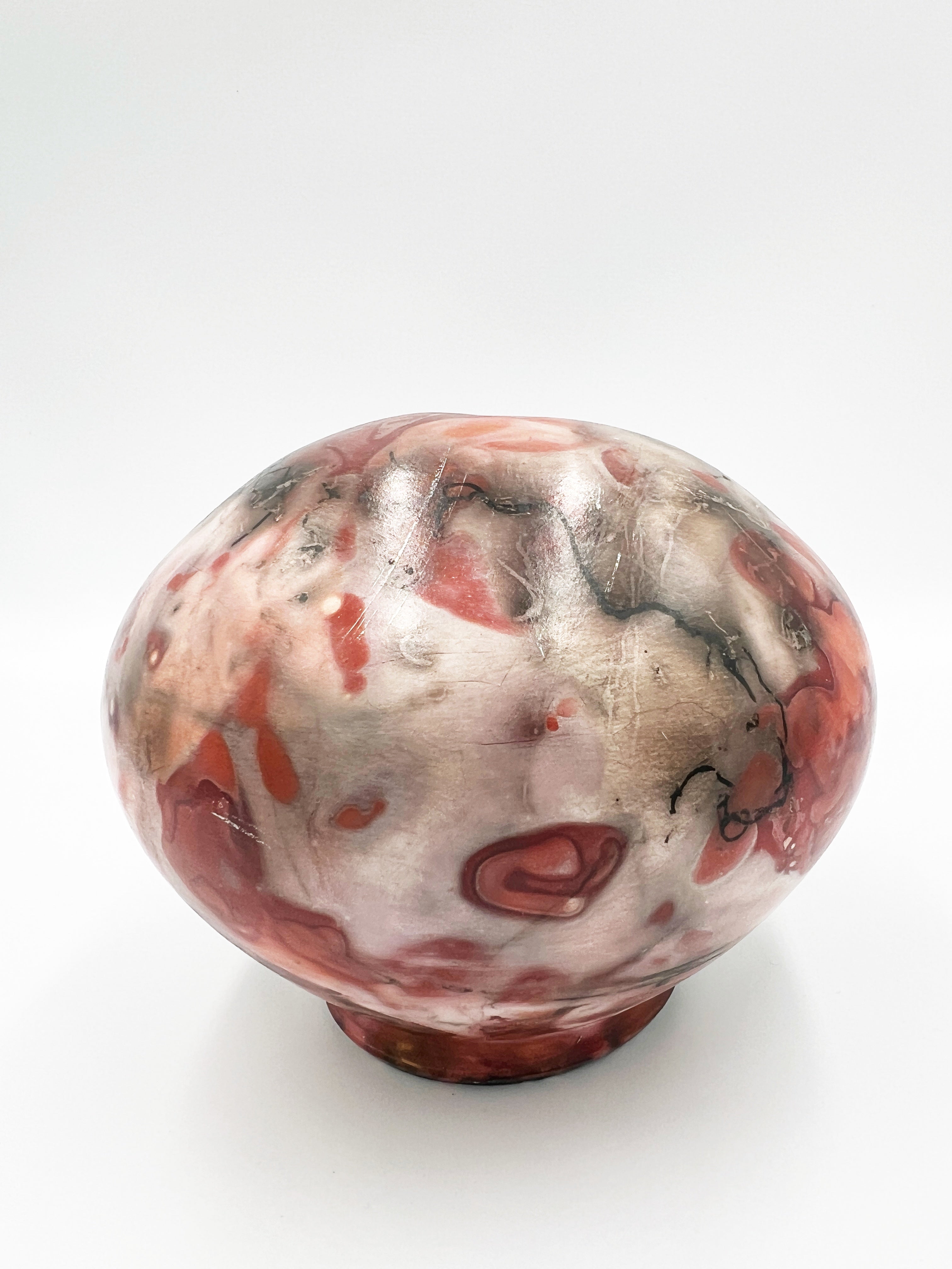 Rhodochrosite Horsehair Raku Vase by Mark Kazanoff