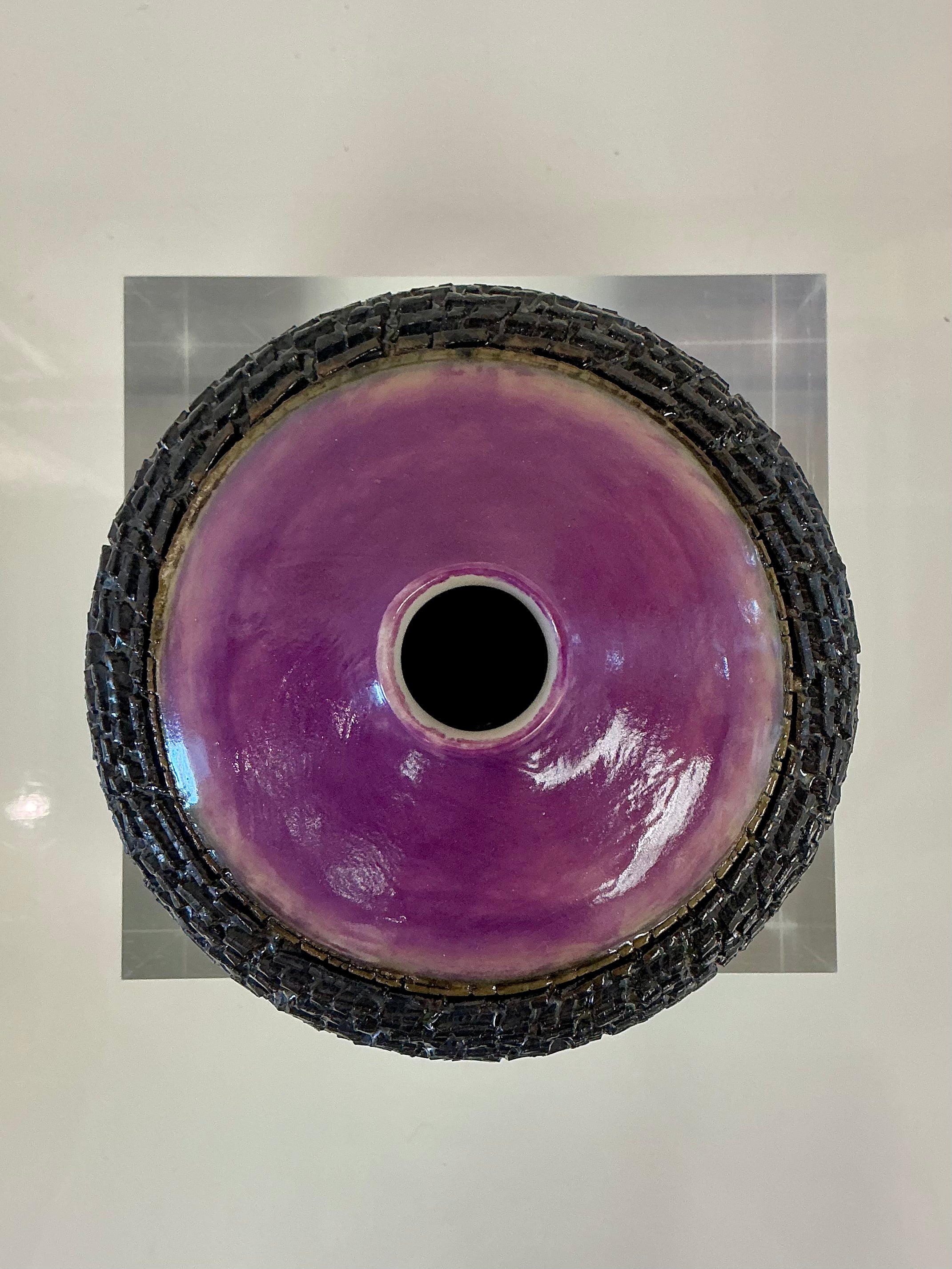 Purple Porcelain Crackle Pot by Mark Kazanoff
