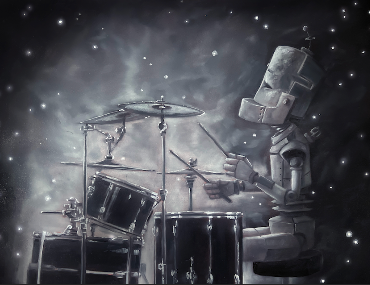 Drums Bot - Robots in Rowboats by Lauren Briere + Paper Print