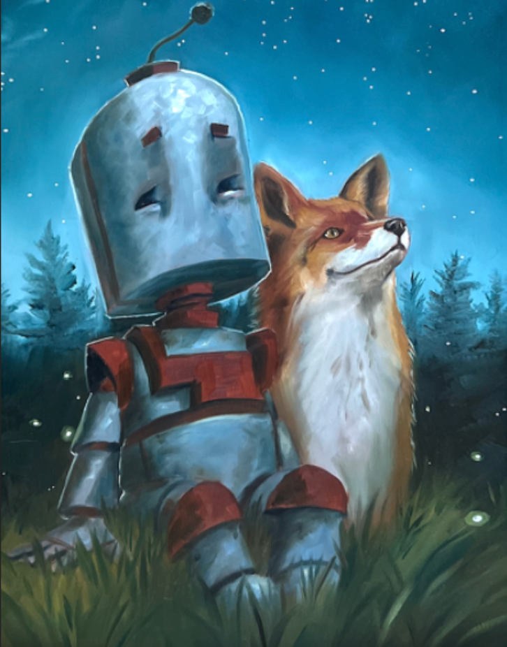 Evening Fox Bot - Robots in Rowboats by Lauren Briere + Paper Print