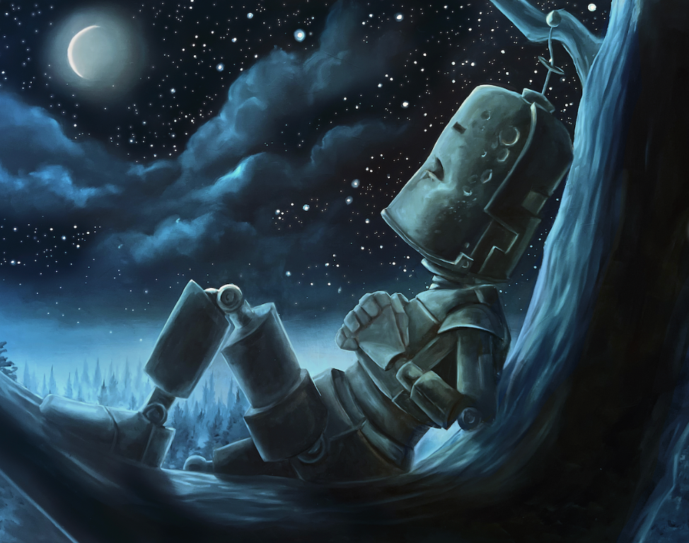 Midnight Bot - Robots in Rowboats by Lauren Briere + Paper Print