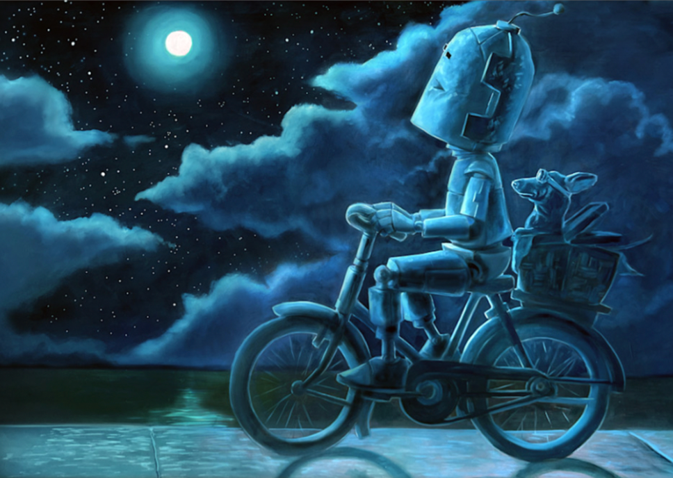 Night Rider Bot - Robots in Rowboats by Lauren Briere + Paper Print