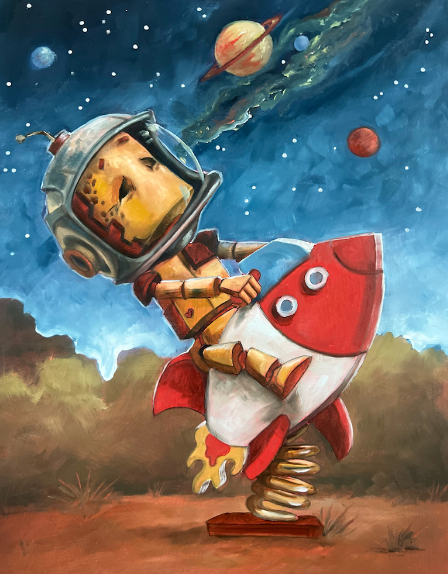 Playground Rocket Bot - Robots in Rowboats by Lauren Briere + Paper Print