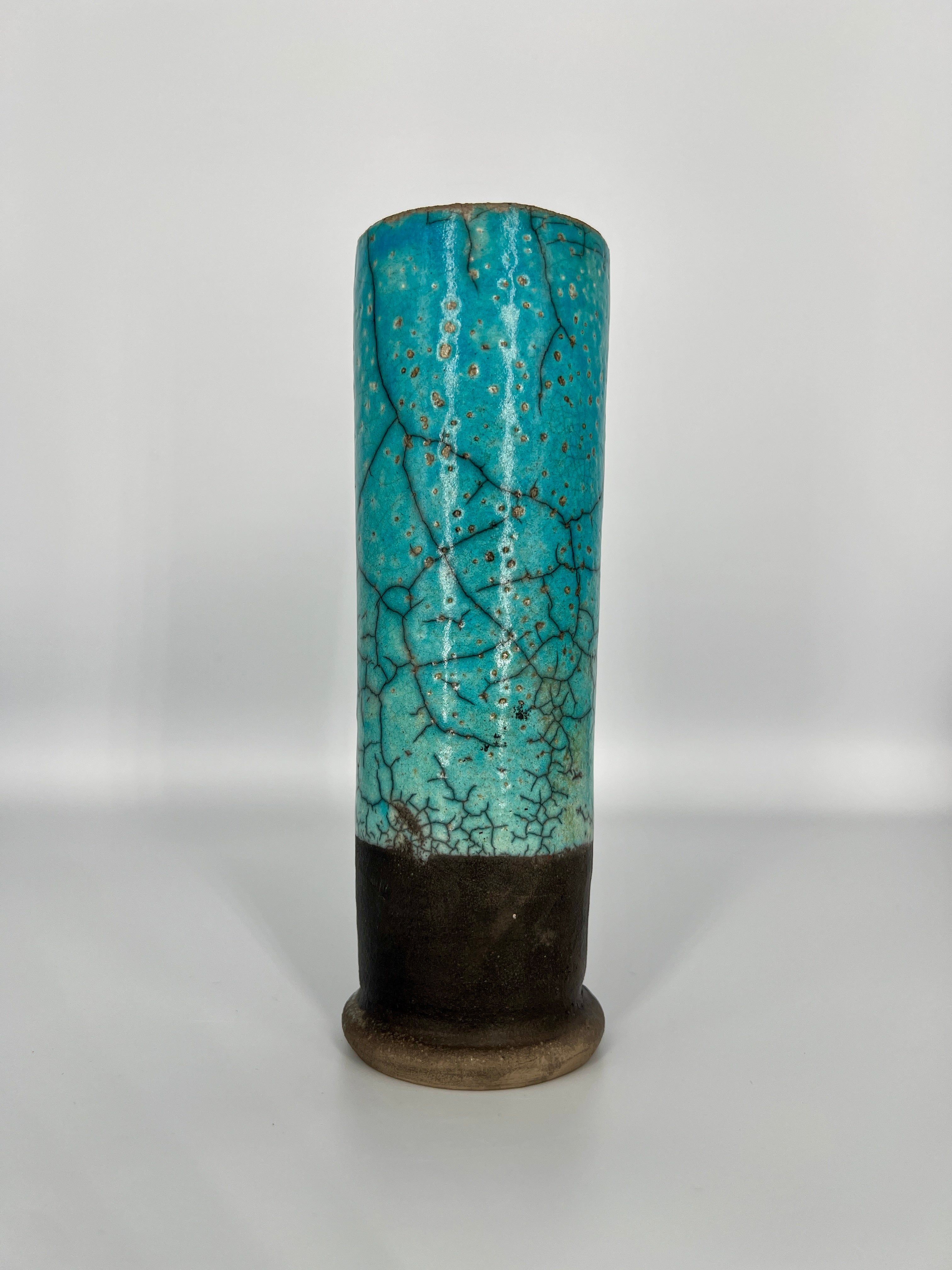 Tall Blue Crackle Vase by Mark Kazanoff