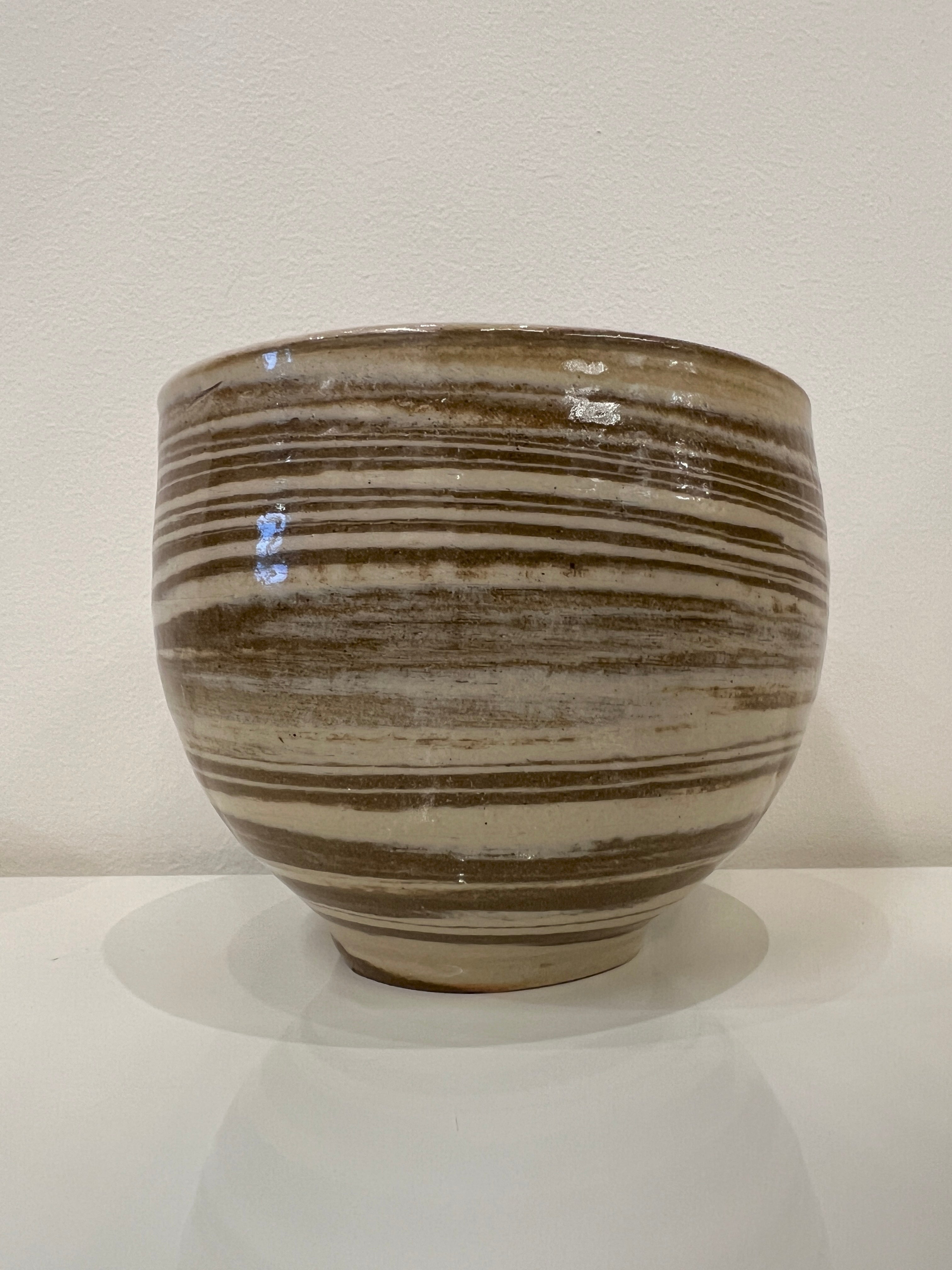 Marbled White and Tan Clay Bowl #2 by Mark Kazanoff