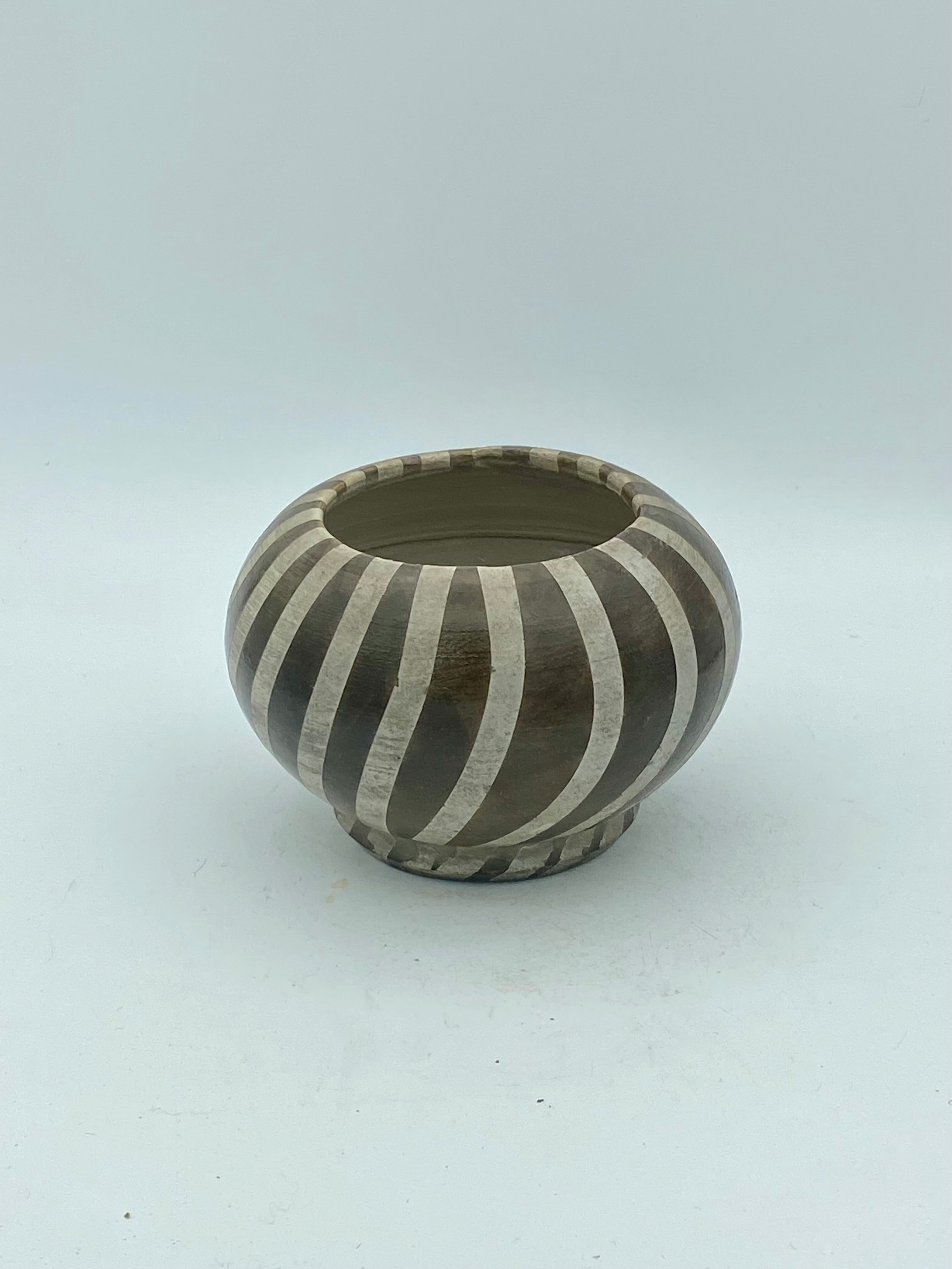 Small Raku Striped Pot #1 by Mark Kazanoff