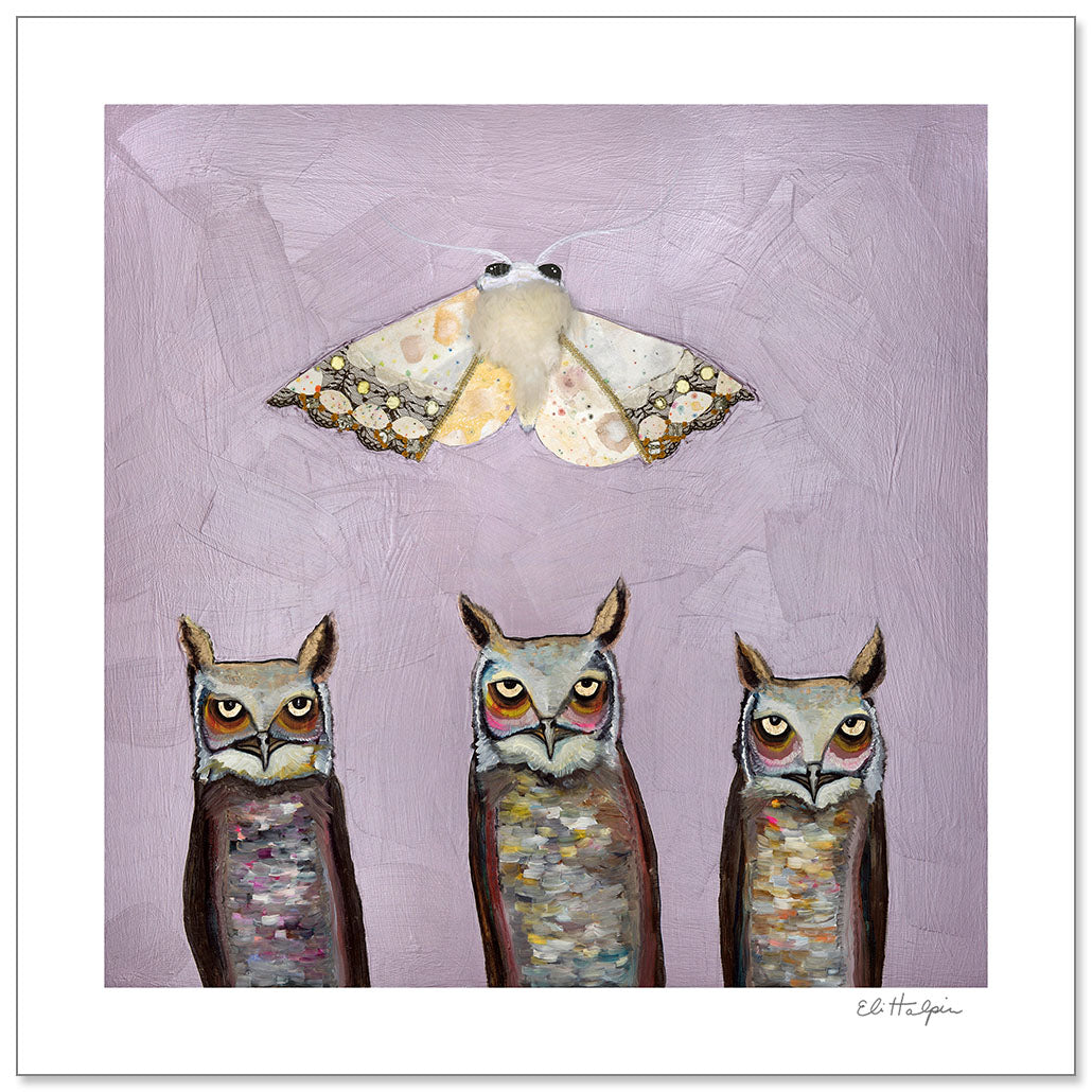Moth and Owls Print by Eli Halpin + Paper