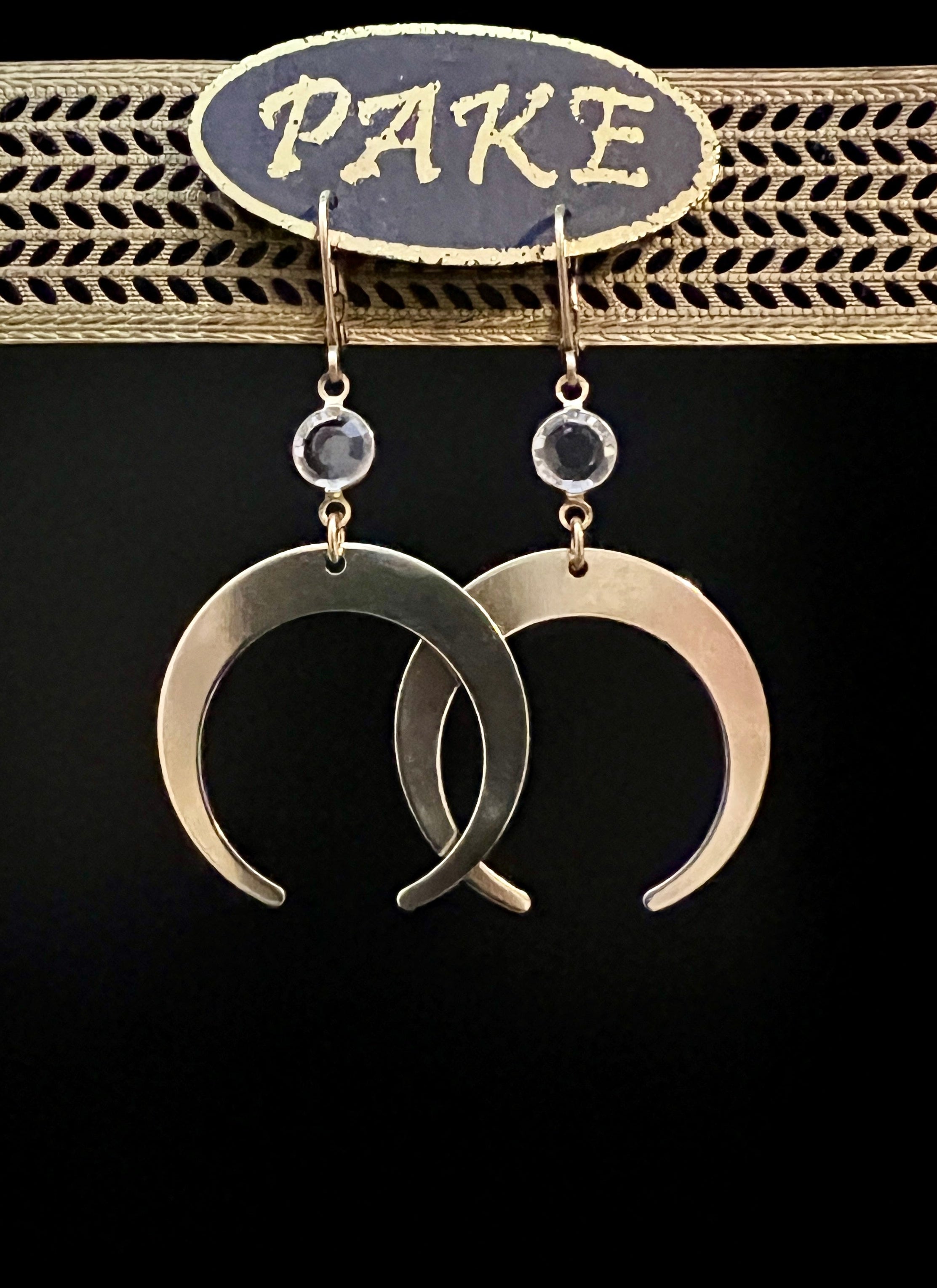 Moon and Rhinestone Earrings by Pake