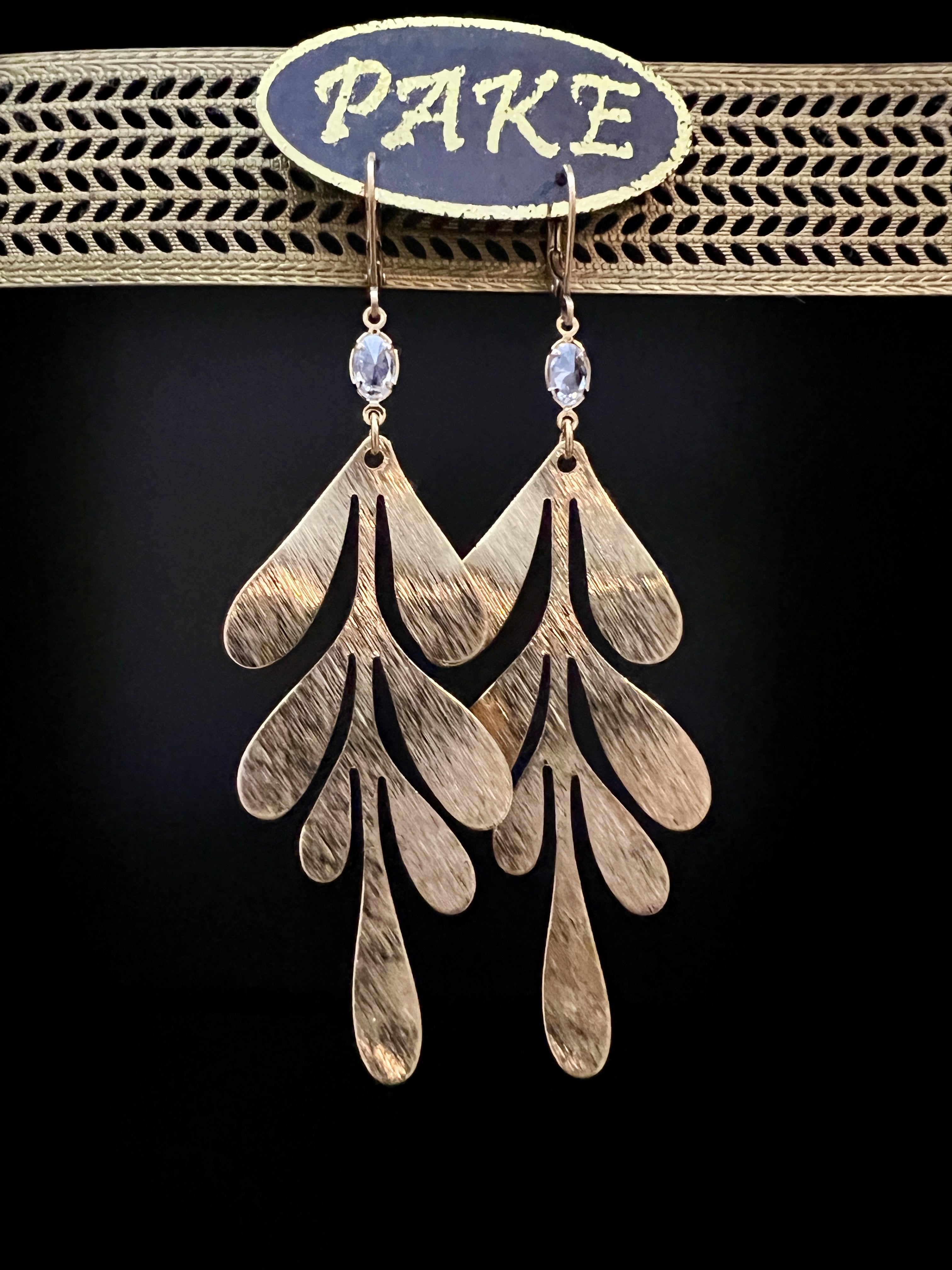 Brushed Brass Leaf Earrings by Pake