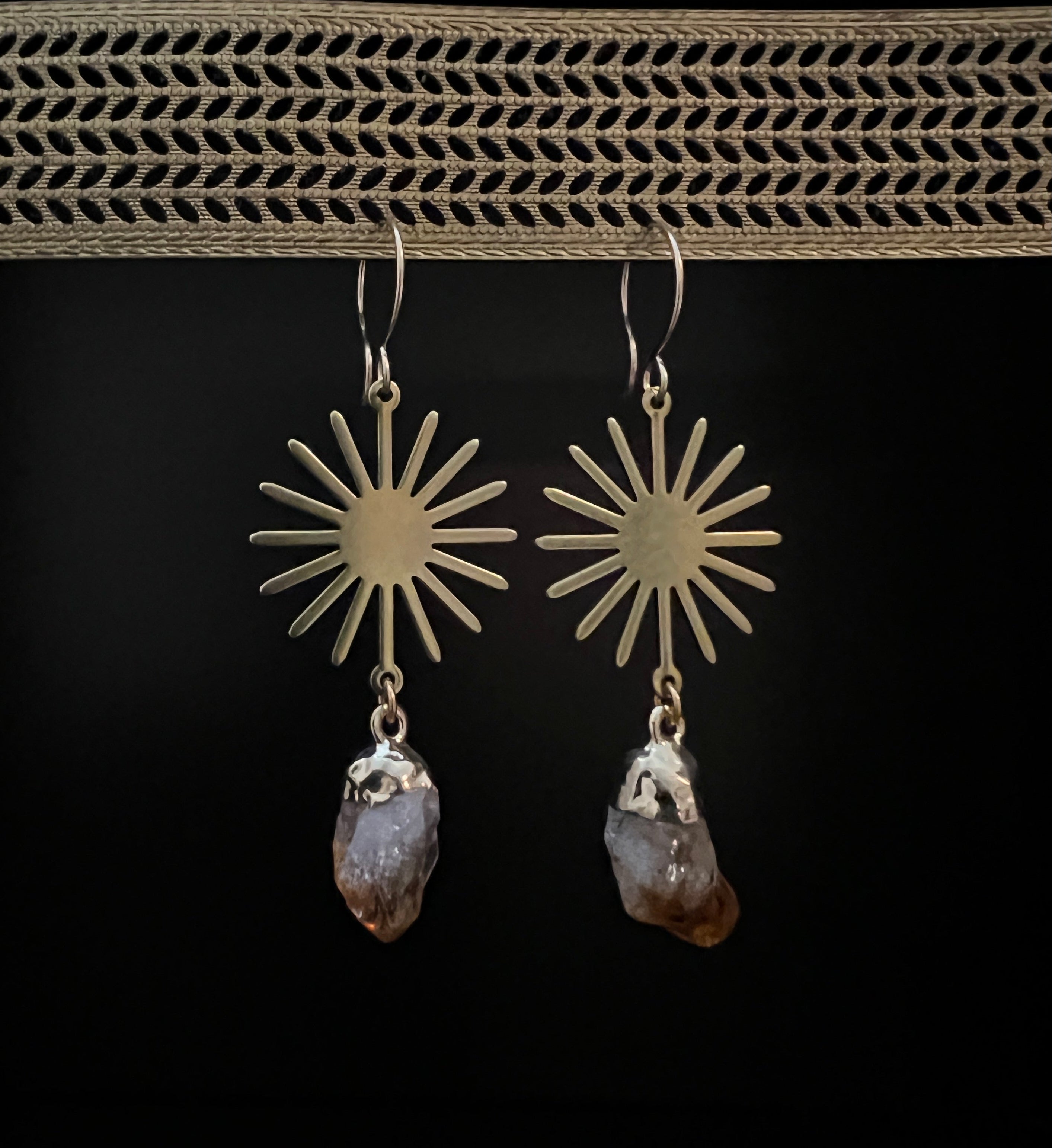 Semi Precious Stone Electroplated Earrings  by Pake + 3 variants