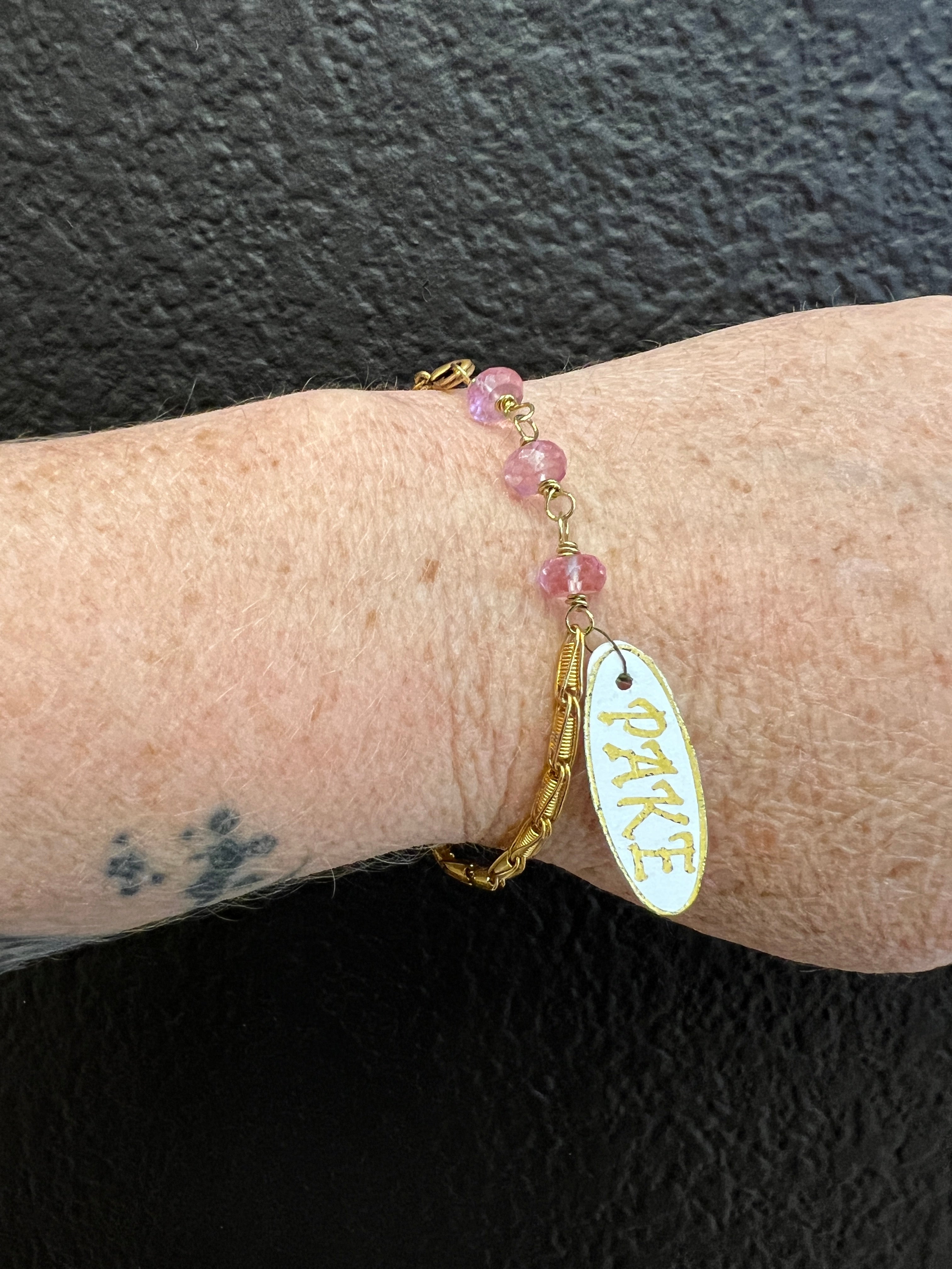 Vintage Coco Chanel Chain with Rose Quartz Bracelet by Pake