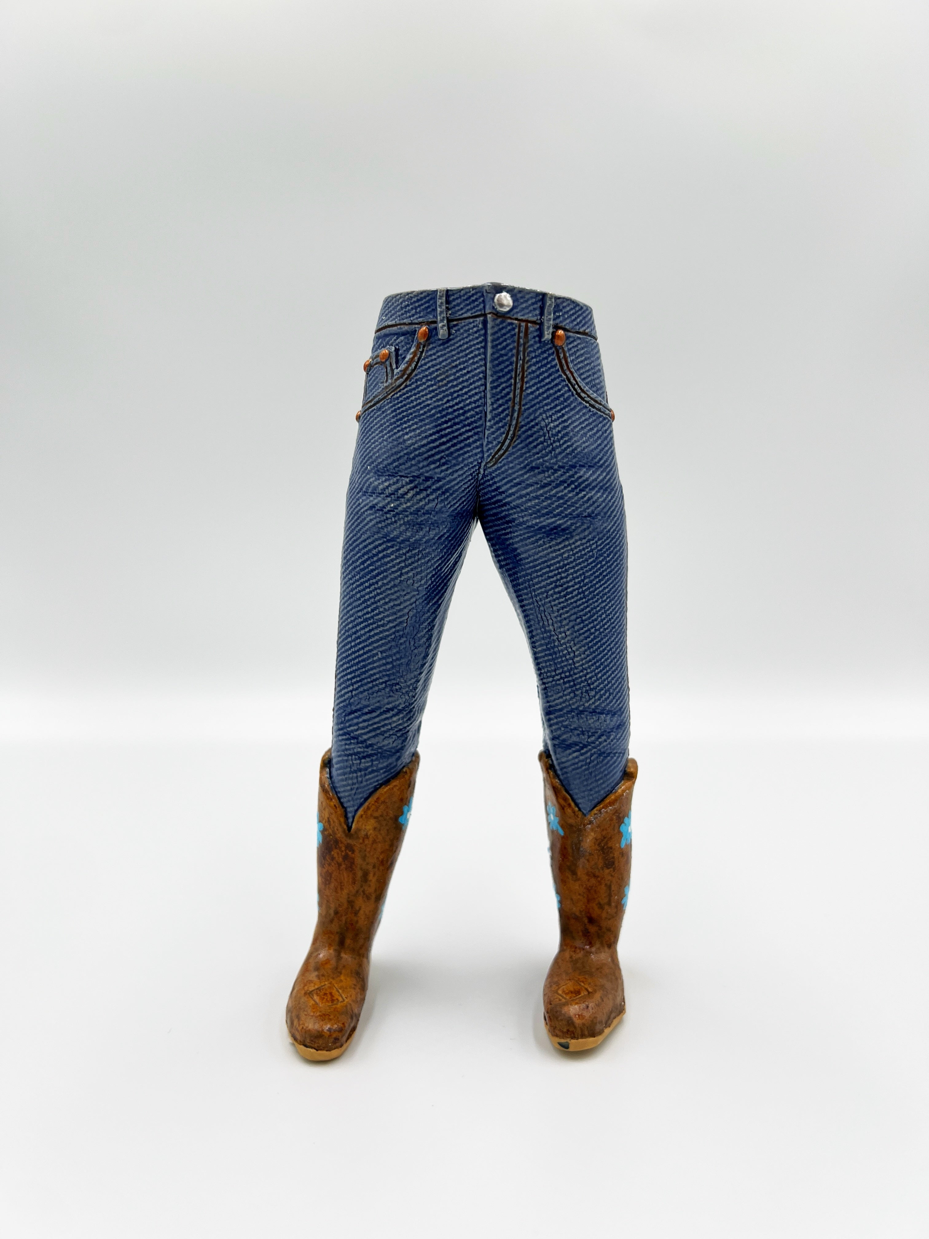 Walkabout Jeans Cowgirl with Blue Flower Boots by Pamela Gross