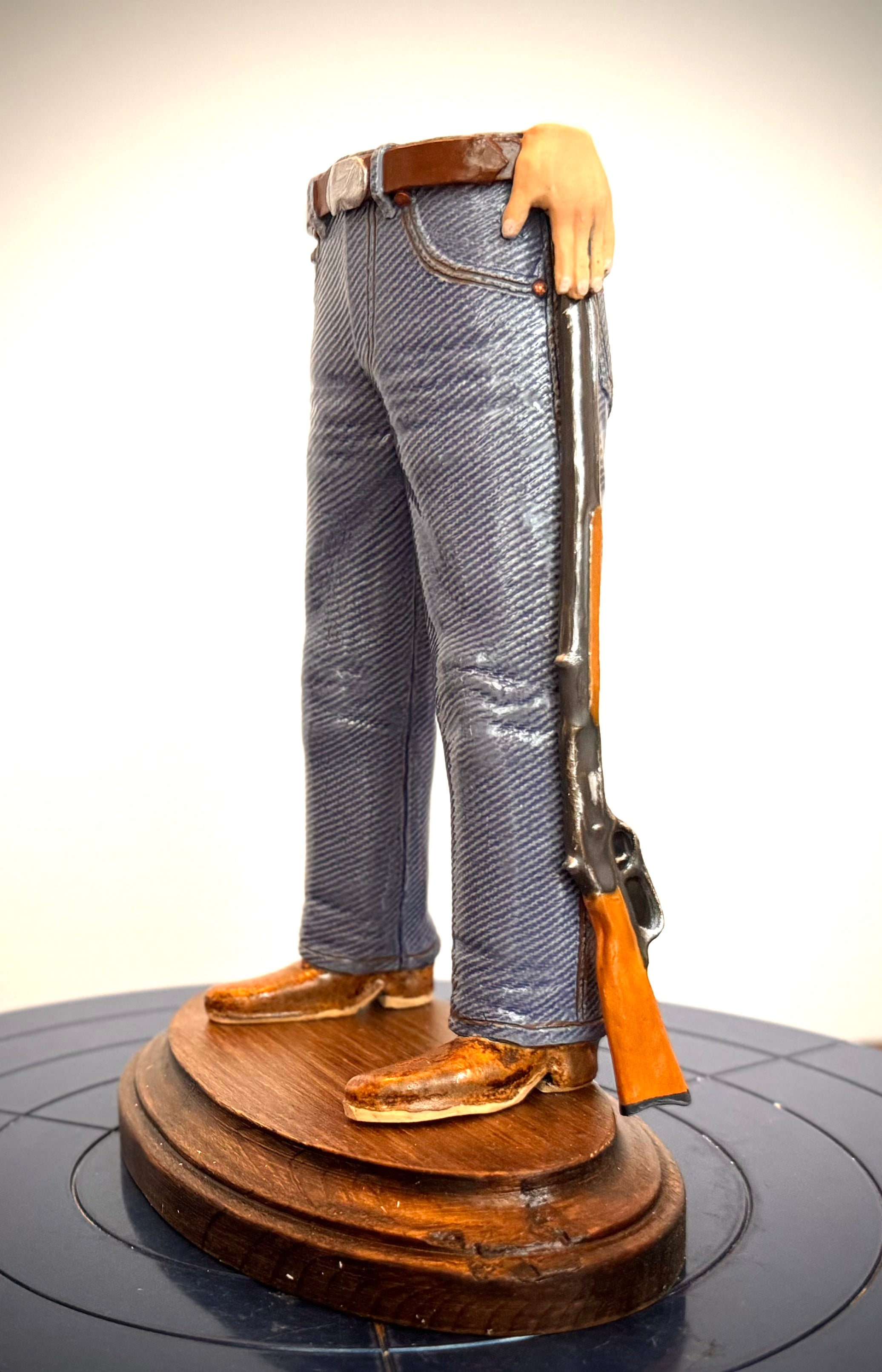 Walkabout Jeans with Long Rifle and Bowie Knife by Pamela Gross