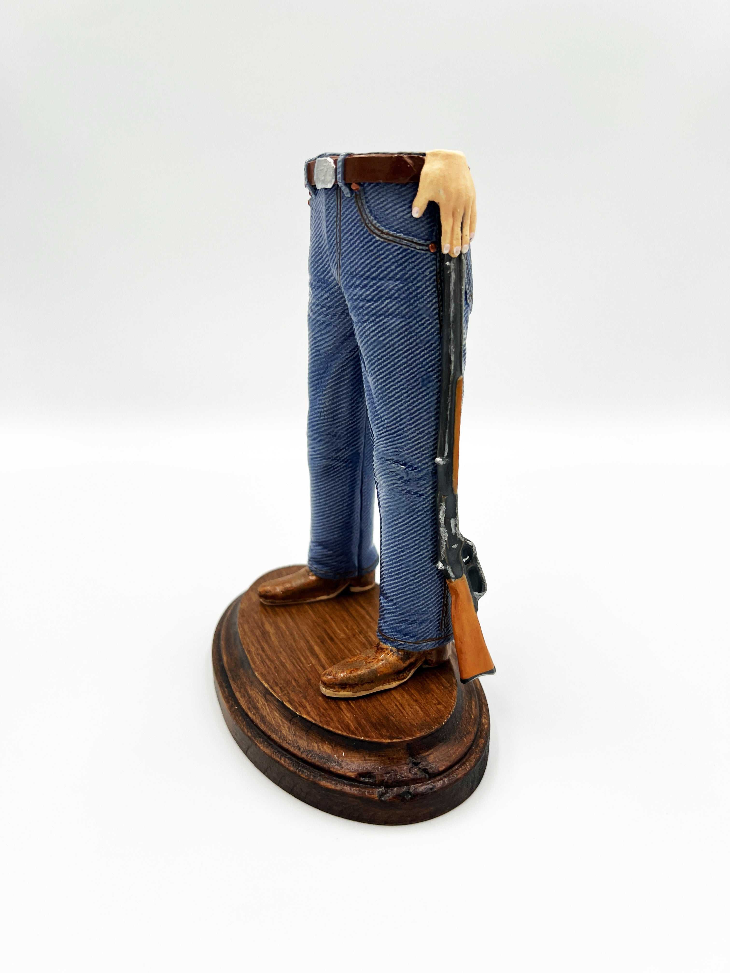 Walkabout Jeans with Long Rifle and Bowie Knife by Pamela Gross