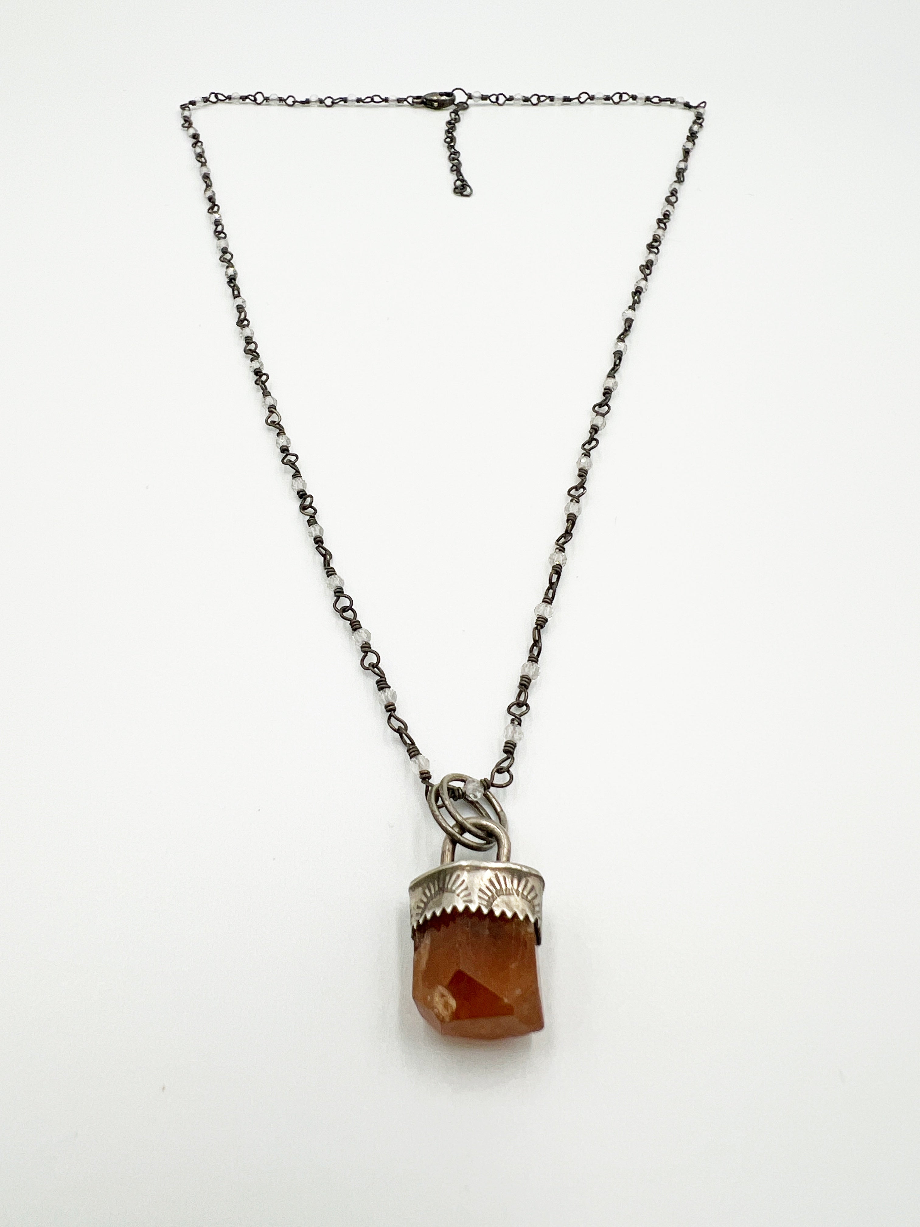 Imperial Topaz Talisman on Quartz Necklace by Rebecca Frazier