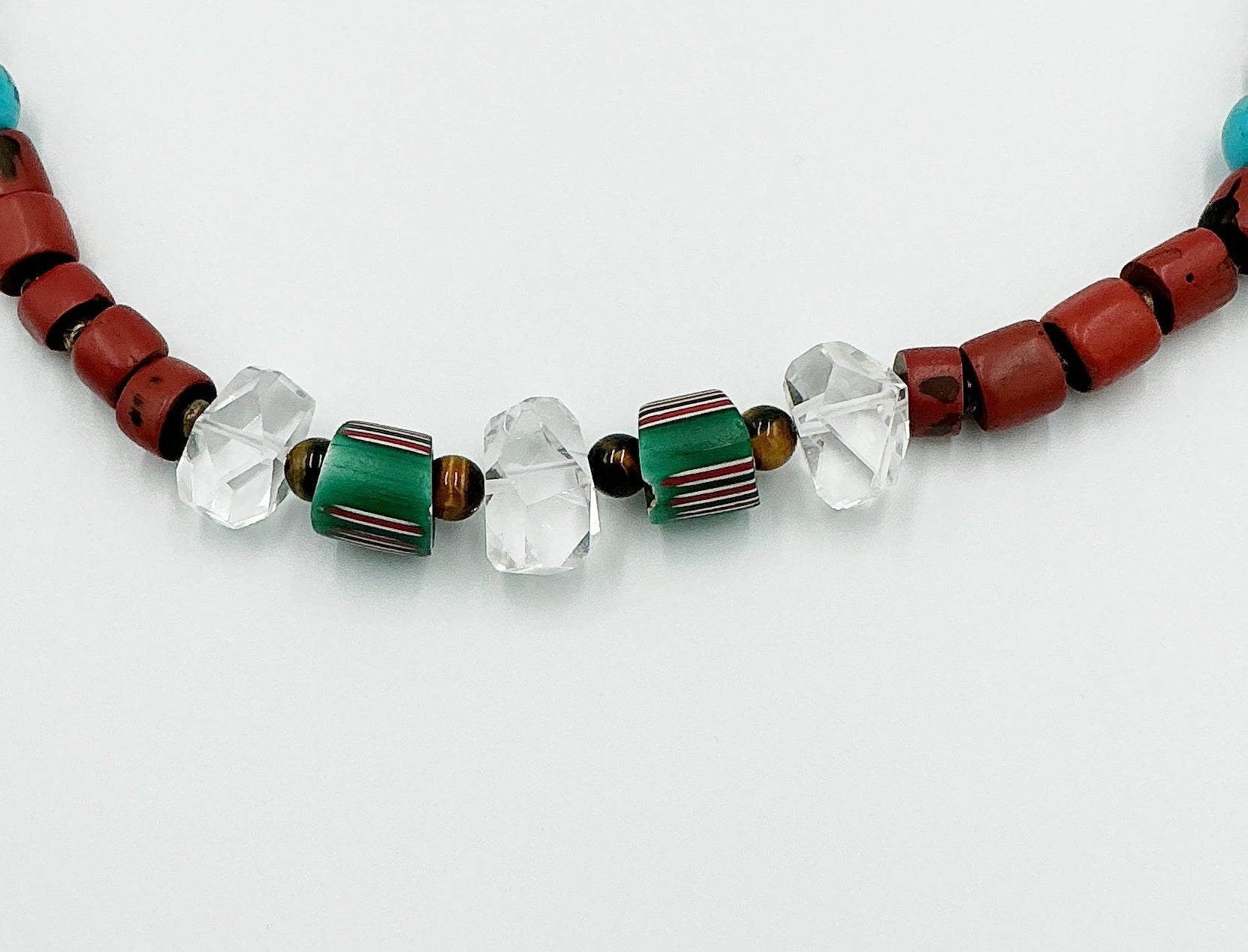 African Trade Bead and Quartz Necklace by Rebecca Frazier Jewelry