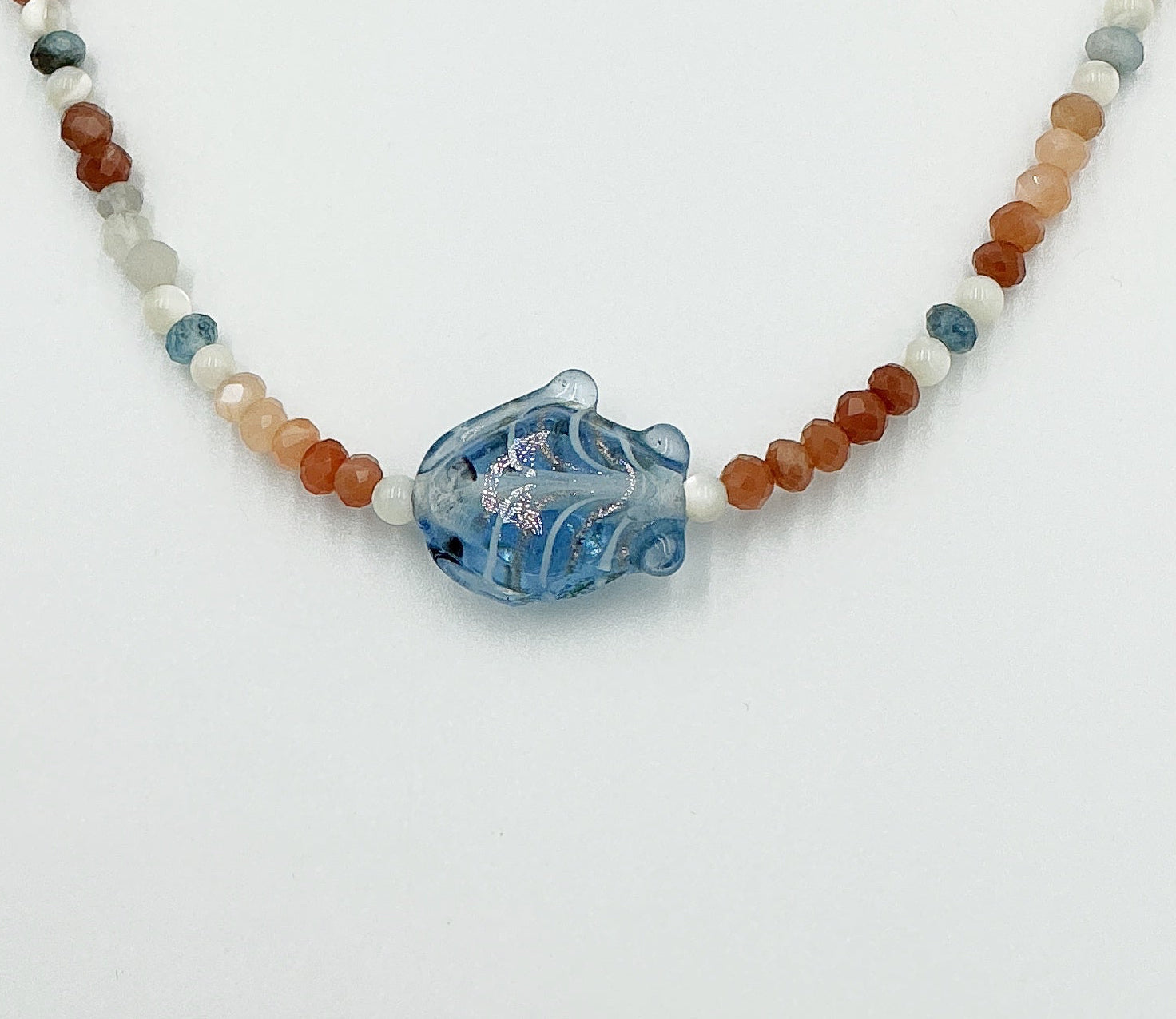 Blue Fish Necklace by Rebecca Frazier Jewelry