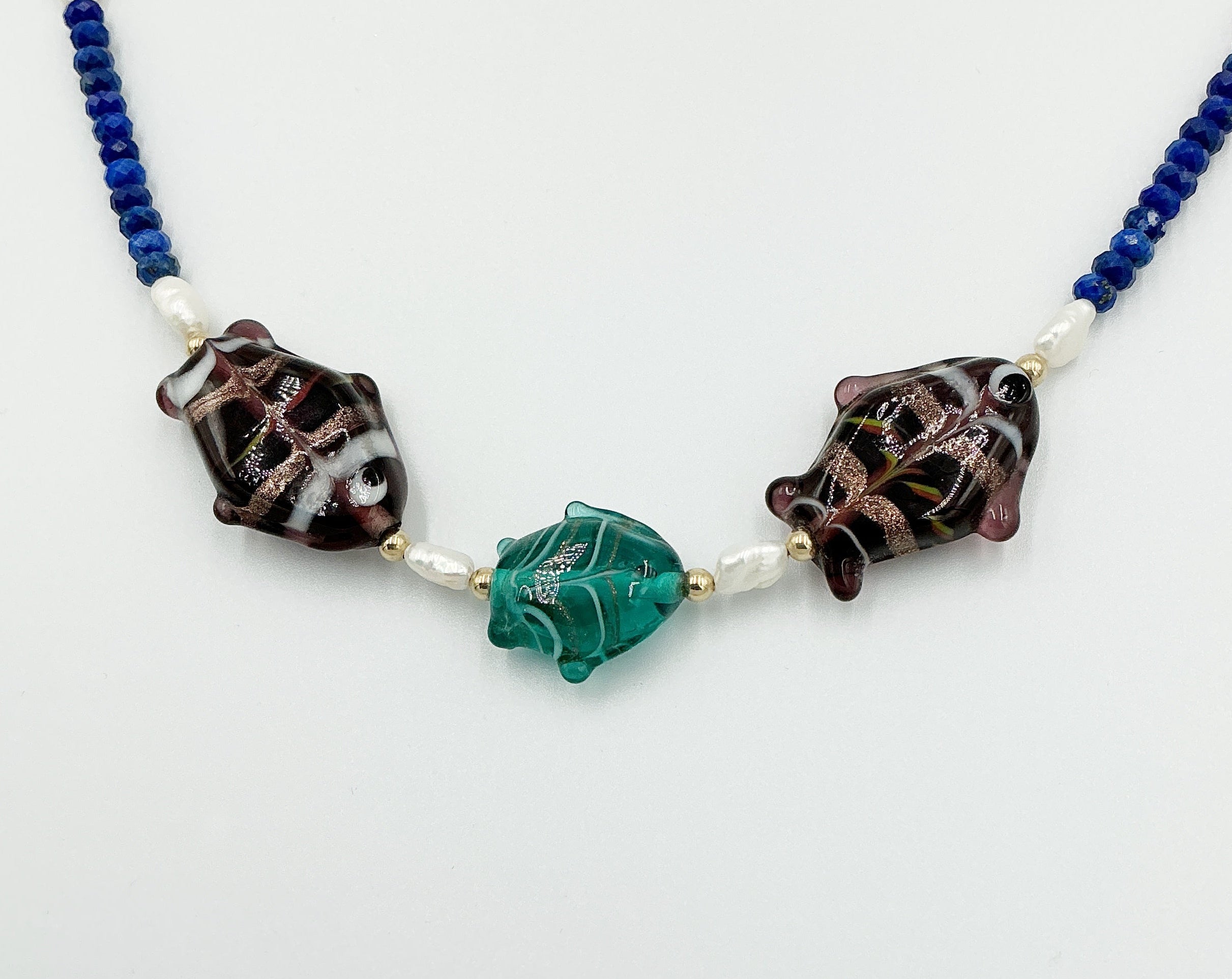 Fish Trio Necklace by Rebecca Frazier Jewelry