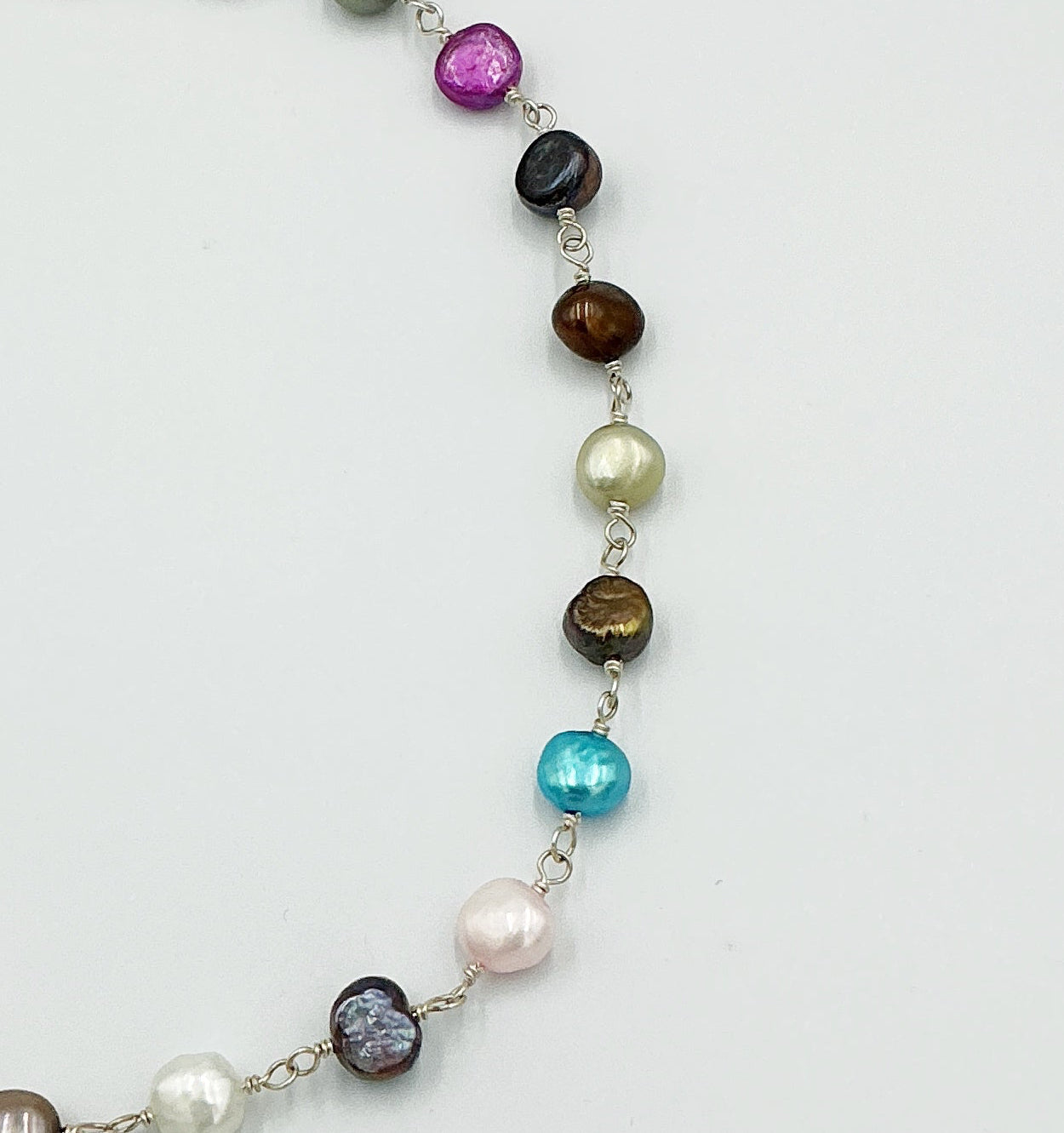 Multicolored Pearl and Sterling Silver Necklace by Rebecca Frazier Jewelry