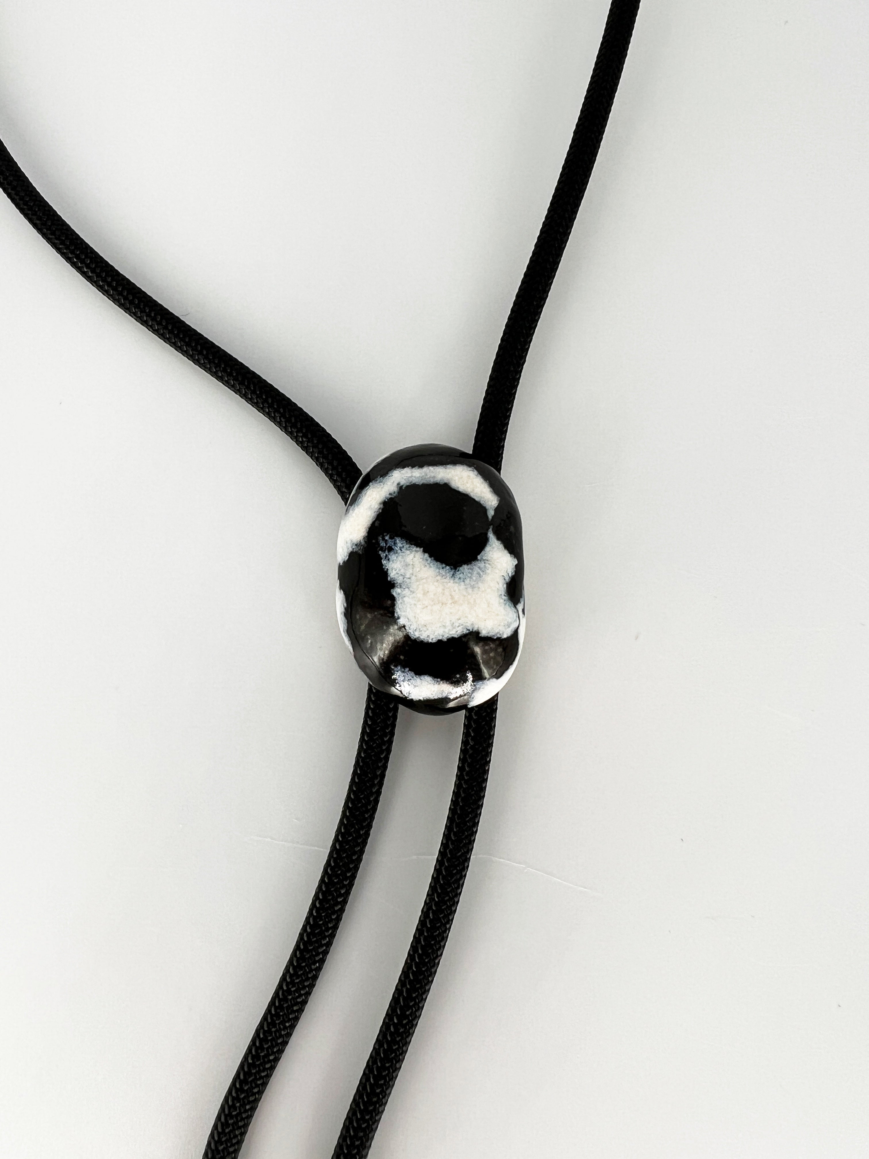 Black and White Ceramic "Stone" Bolo Tie by Sarah Beth Pottery
