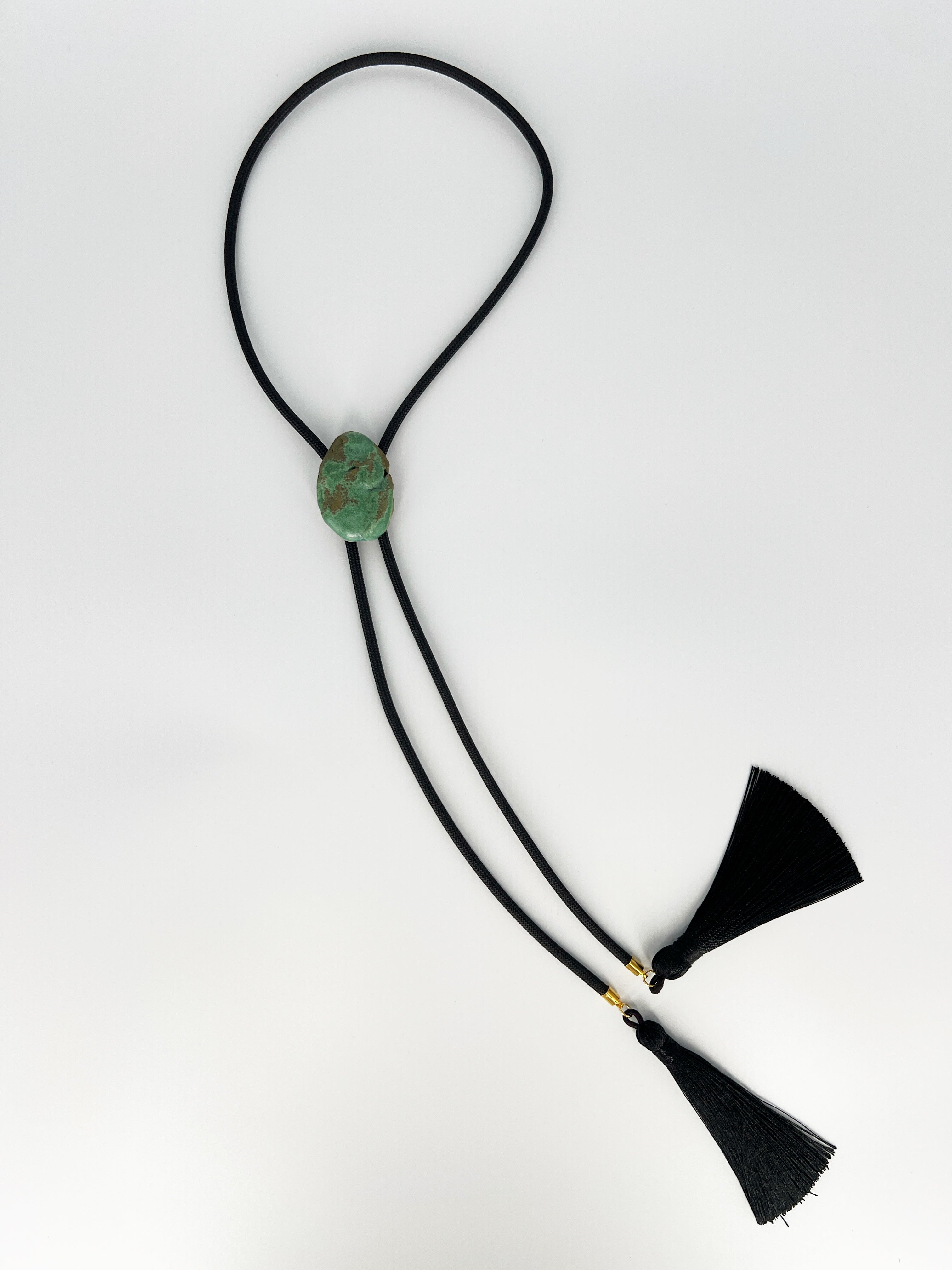 Matte Turquoise Ceramic "Stone" Bolo Tie #1 by Sarah Beth Pottery
