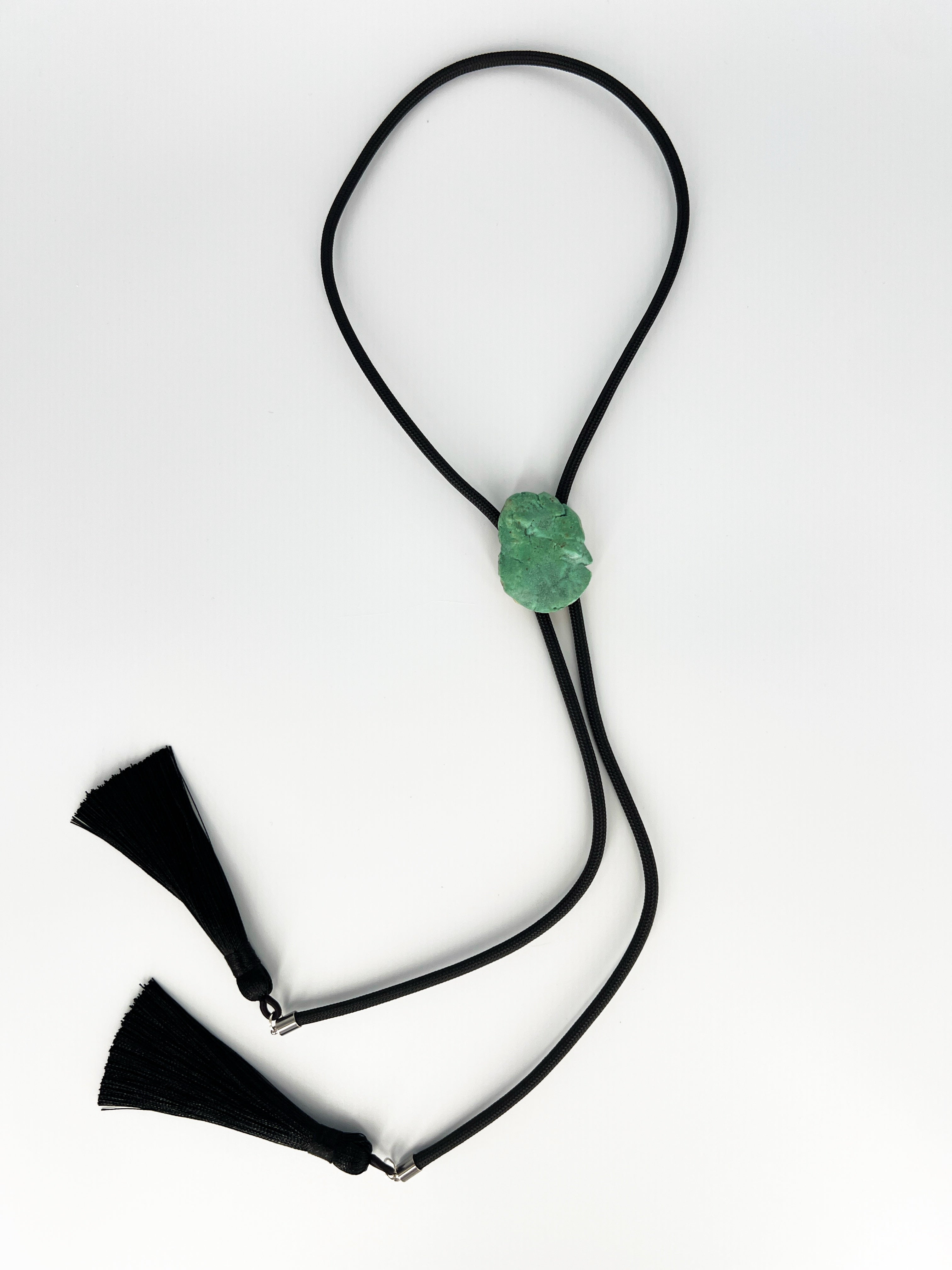 Matte Turquoise Ceramic "Stone" Bolo Tie #2 by Sarah Beth Pottery