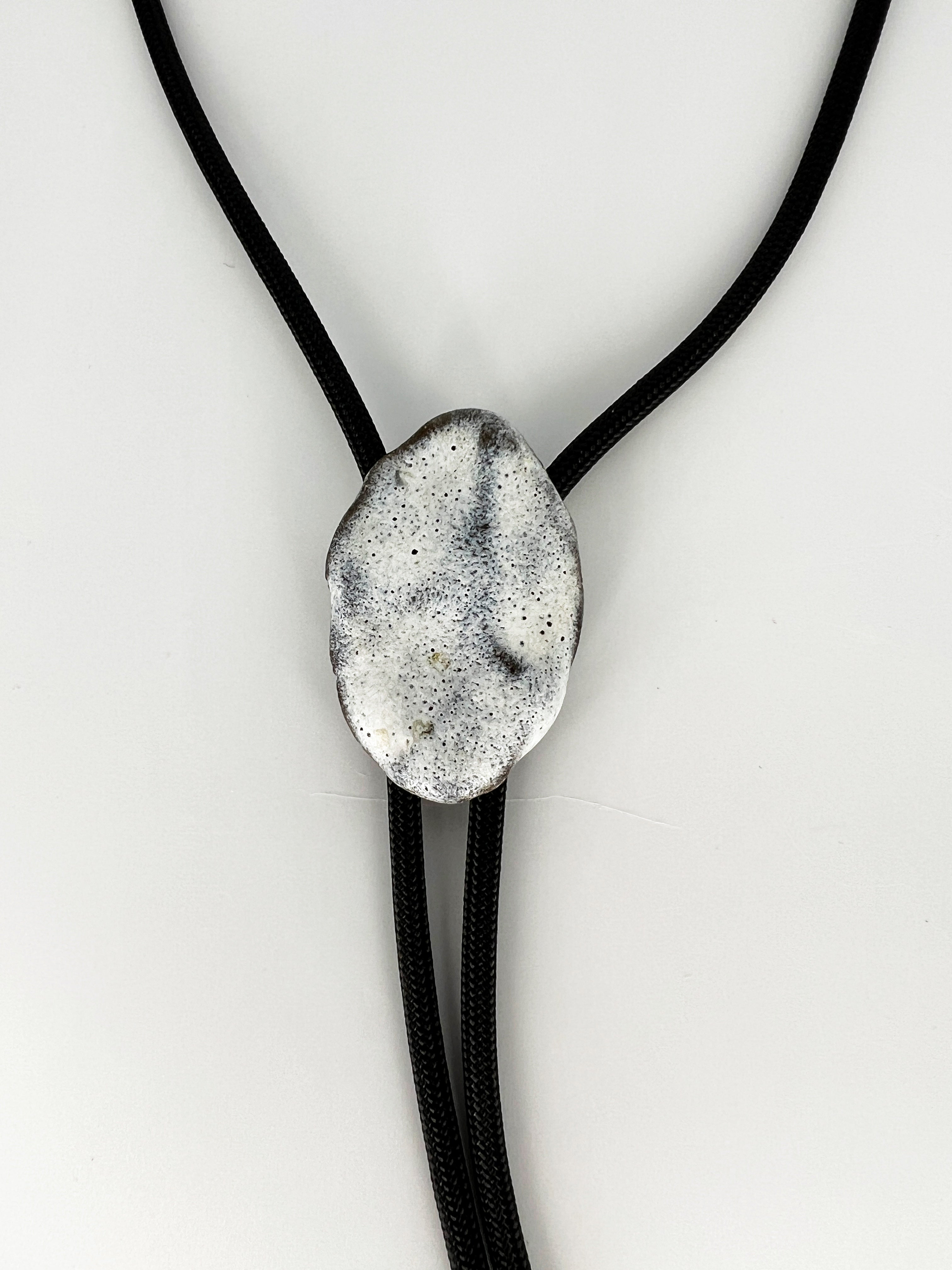 Matte White Ceramic "Stone" Bolo Tie by Sarah Beth Pottery