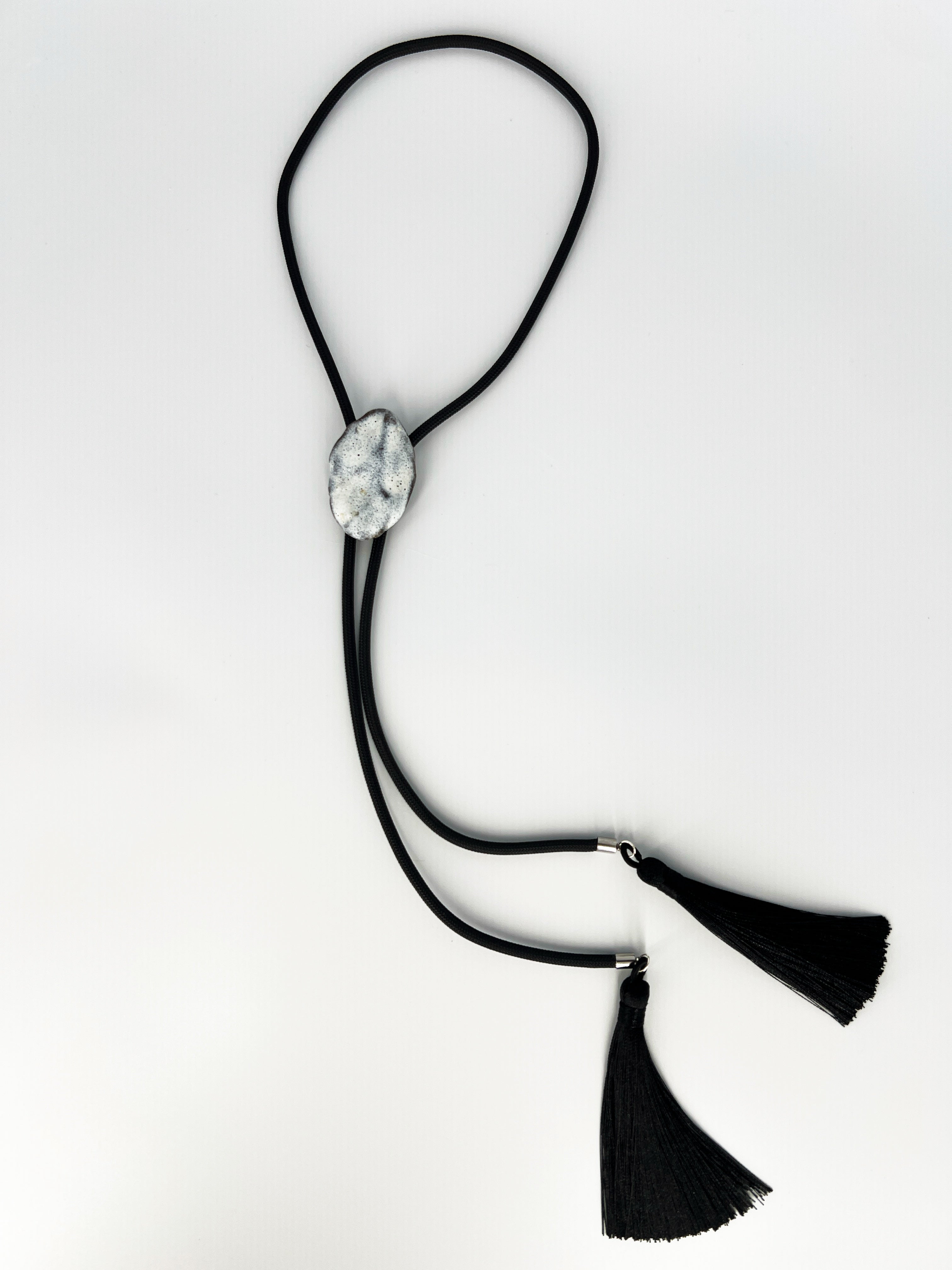 Matte White Ceramic "Stone" Bolo Tie by Sarah Beth Pottery