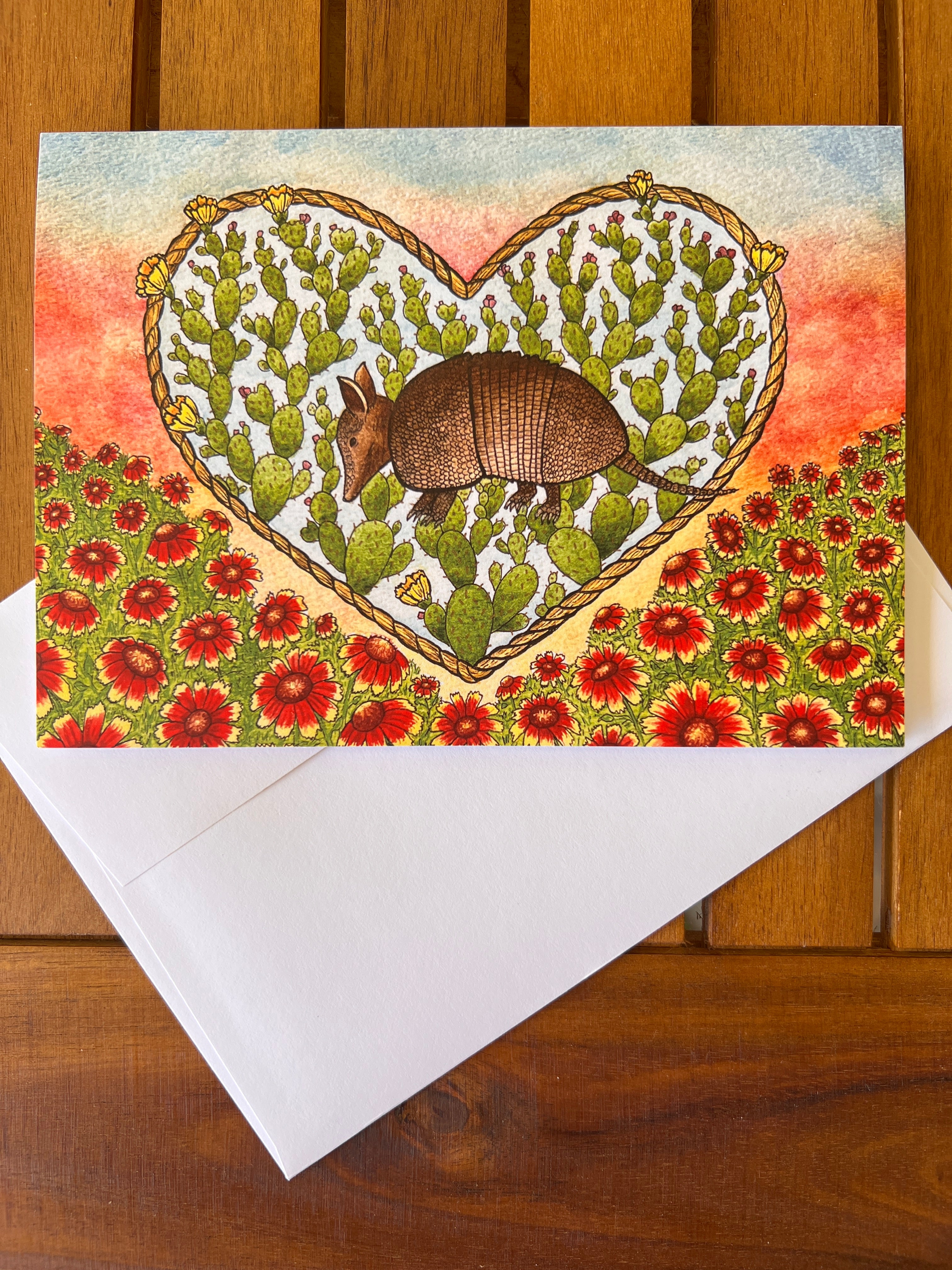 Armadillo Greeting Card by Sarah Figueroa – Art For The People Gallery