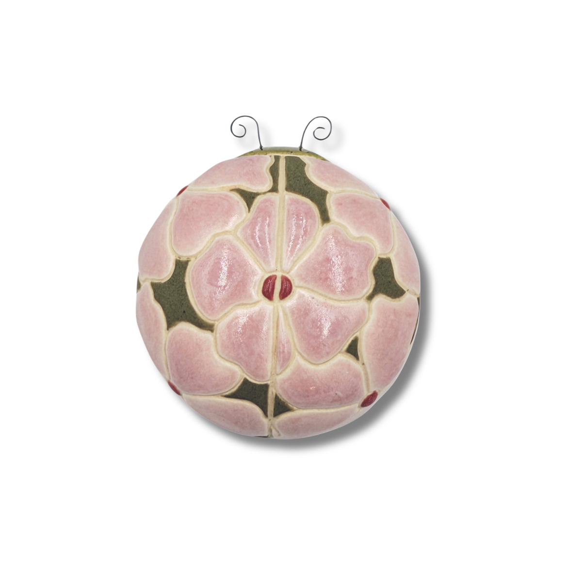 Bubblegum Floral Ladybug by Sarah Beth Pottery