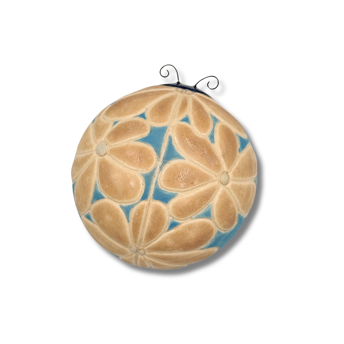 Peachy Floral Ladybug by Sarah Beth Pottery