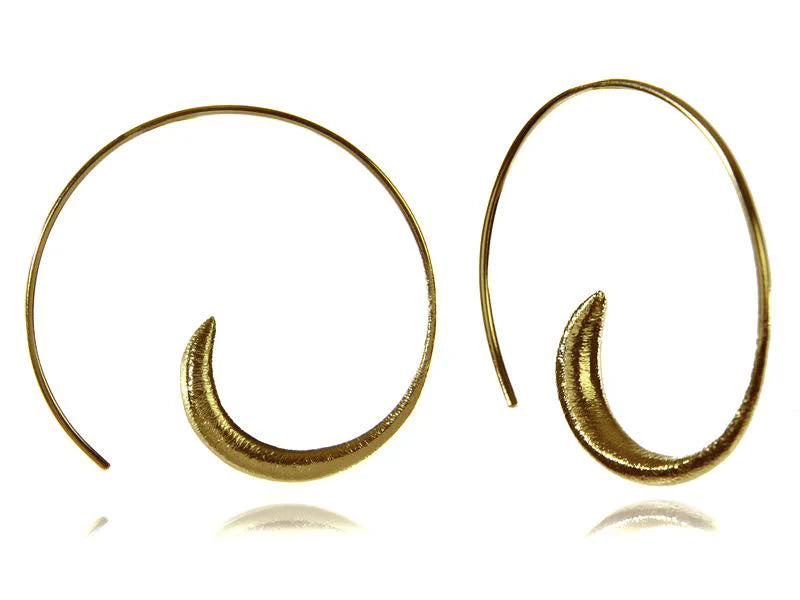 Brushed 18k Gold Plated Swirly Earrings - Large by Sikara & Co.