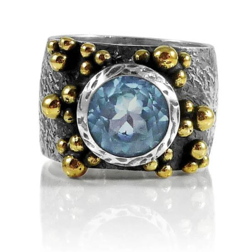 Haifa Garden Ring with Stone Blue Topaz by Sikara & Co.
